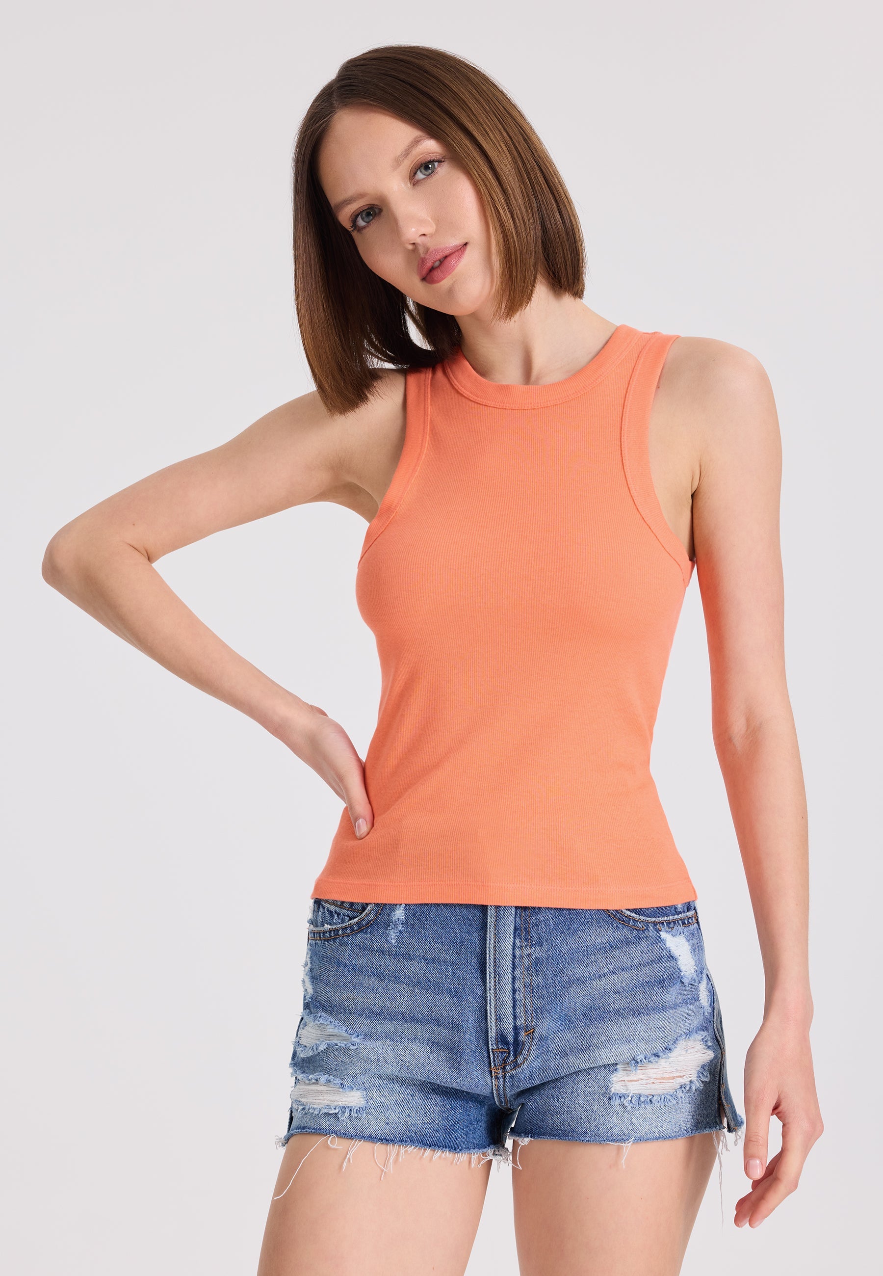 2’li Lila, Mercan Bisiklet Yaka Pamuk Elastan Karışımı Kadın Kolsuz T-Shirt WMCLARA RIB TANK TOP - Underwear - Westmark London EU(TR) Store Organik Pamuklu Sürdürülebilir Moda