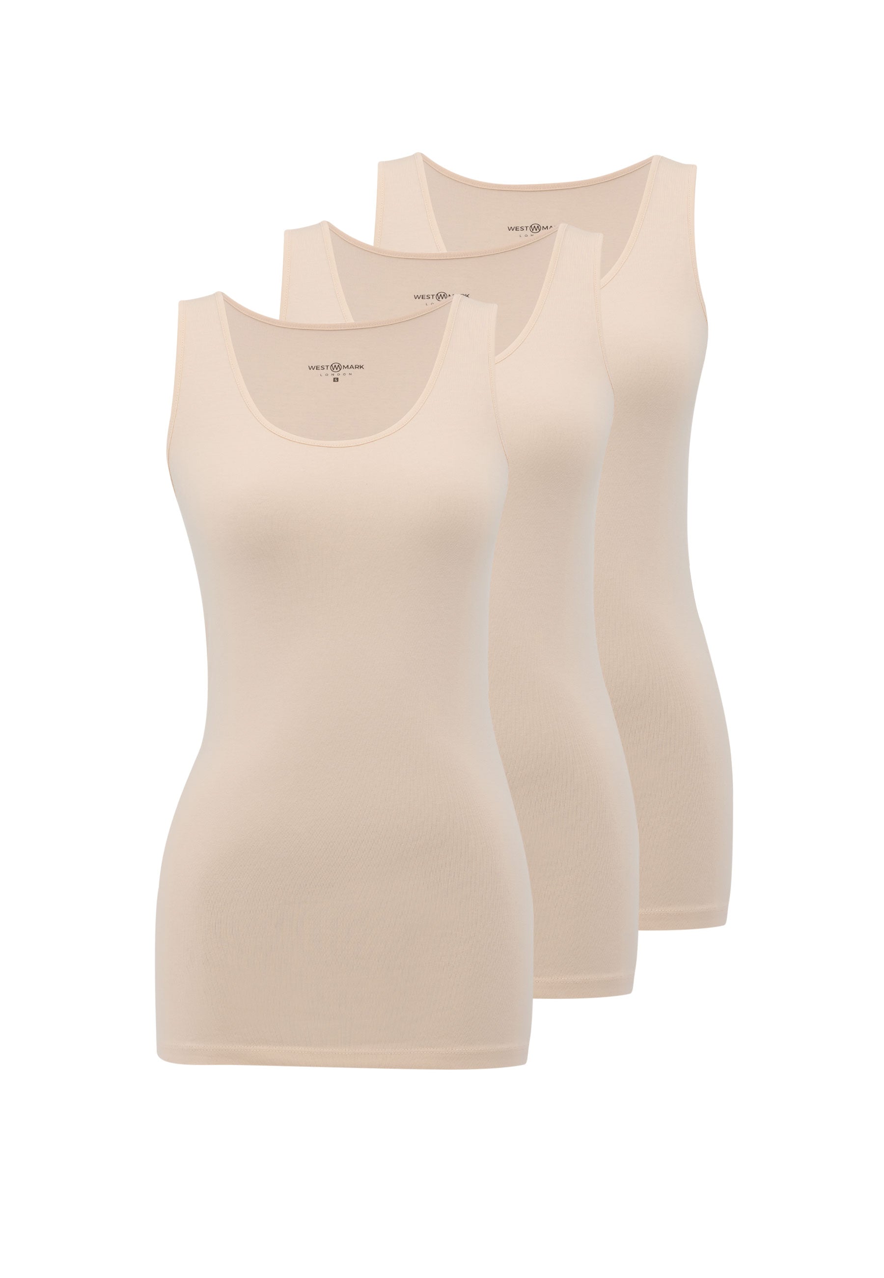 3’lü Ten Rengi Bisiklet Yaka Pamuk Elastan Karışımı Kolsuz Kadın T-Shirt OLIVIA TANK TOP - Underwear - Westmark London EU(TR) Store Organik Pamuklu Sürdürülebilir Moda