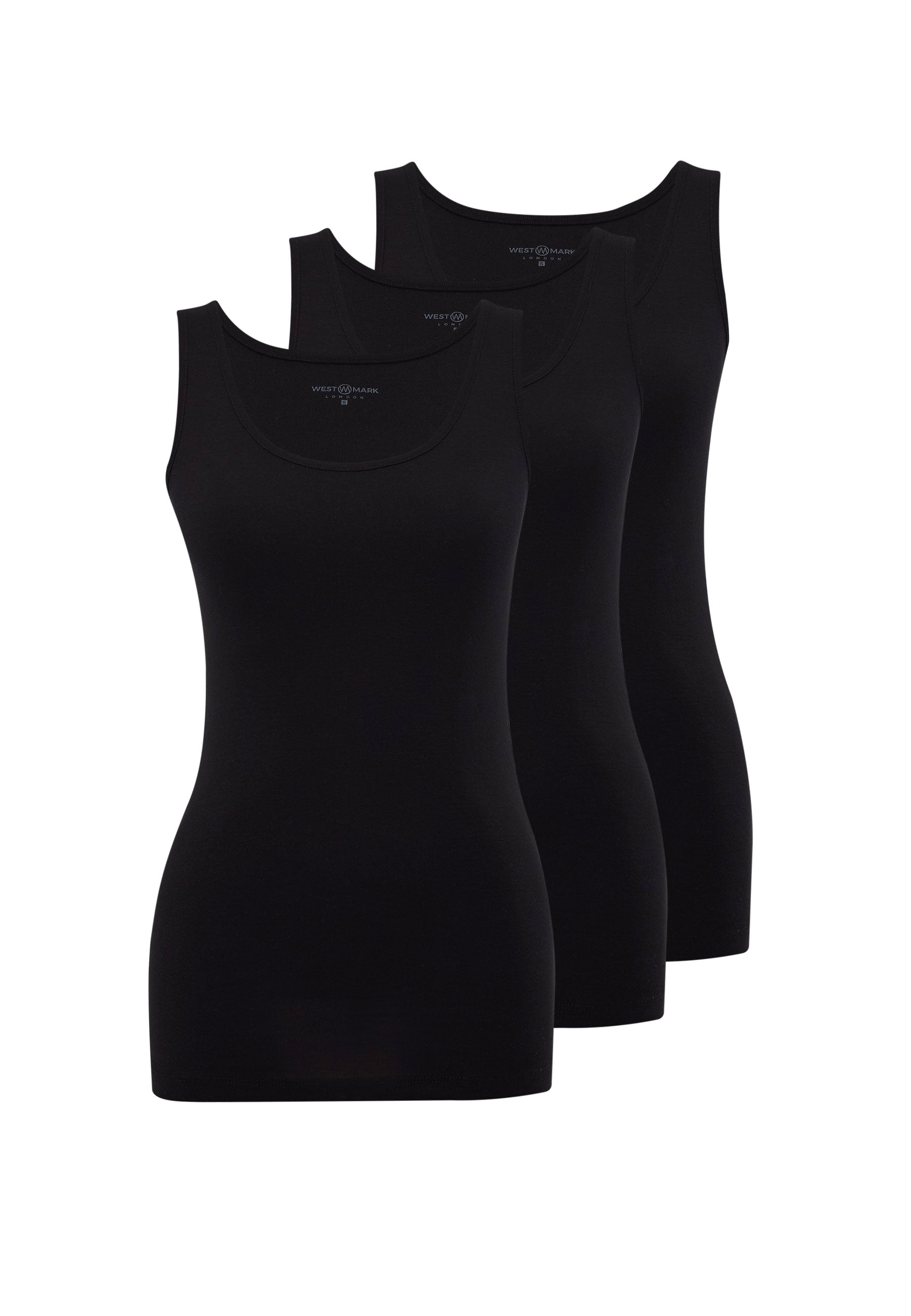3’lü Siyah Bisiklet Yaka Pamuklu Kolsuz Kadın Atlet EVA RIB TANK TOP - Underwear - Westmark London EU(TR) Store Organik Pamuklu Sürdürülebilir Moda