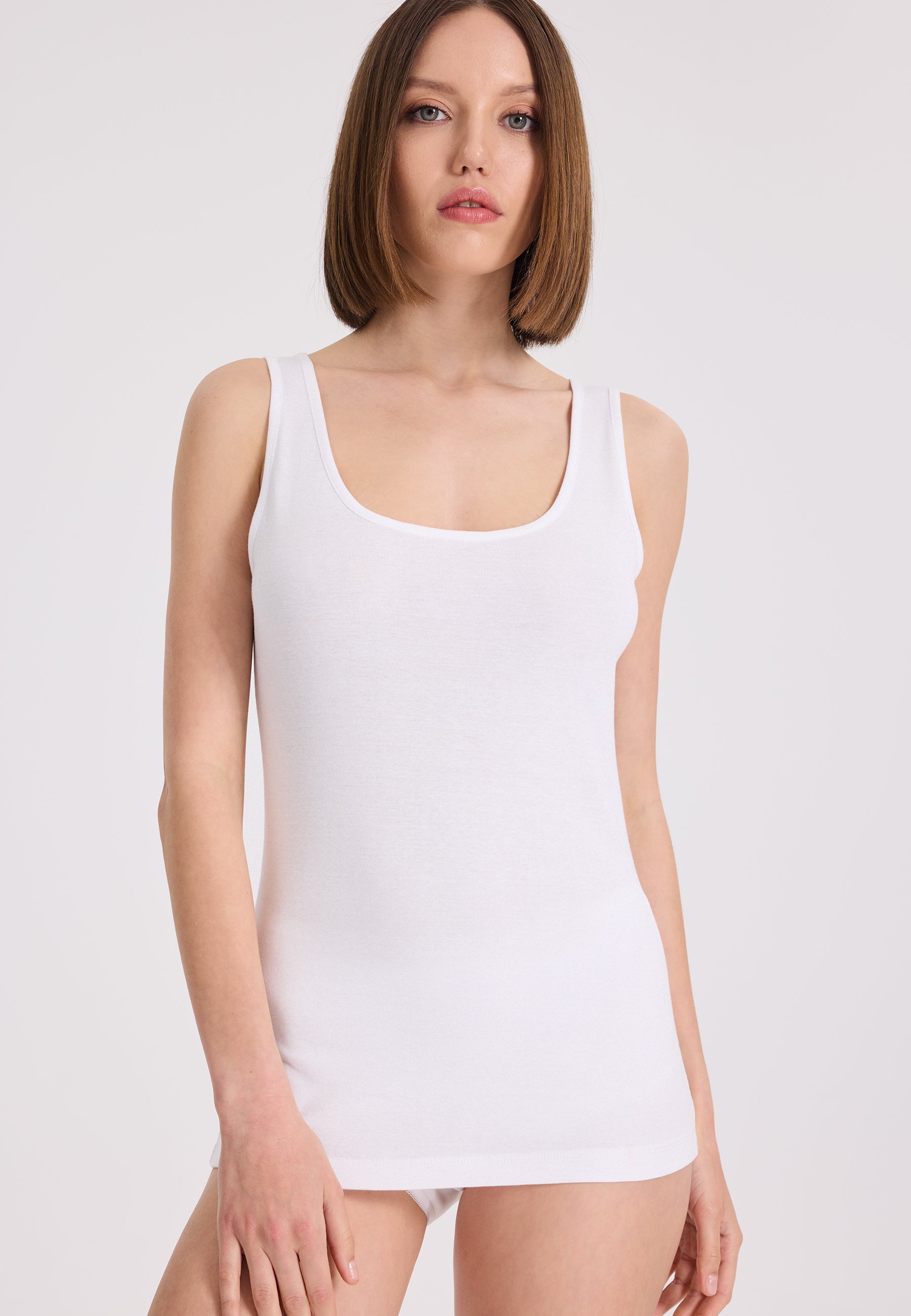 3’lü Beyaz Bisiklet Yaka Pamuklu Kolsuz Kadın Atlet EVA RIB TANK TOP - Underwear - Westmark London EU(TR) Store Organik Pamuklu Sürdürülebilir Moda