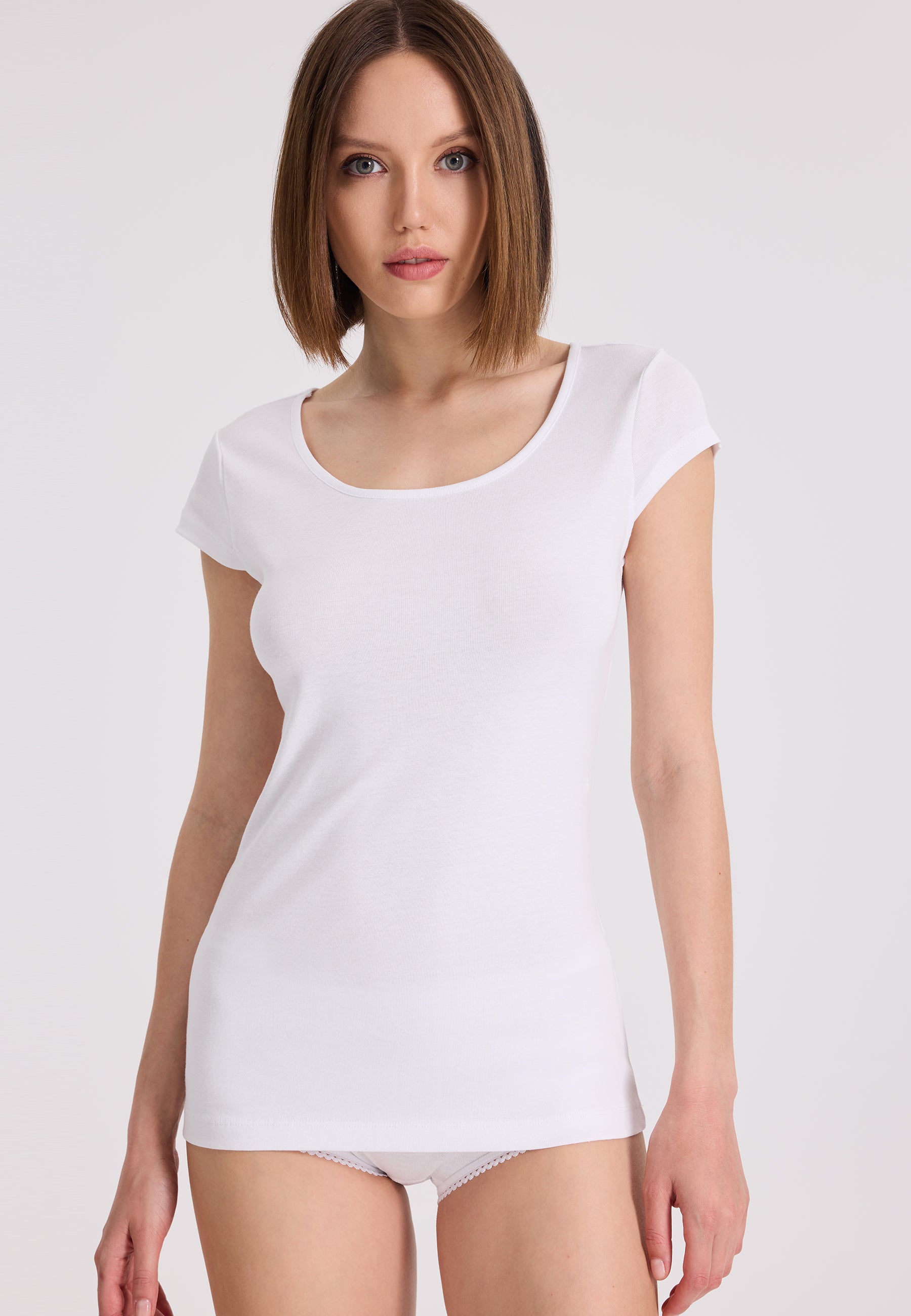 3'lü Beyaz Bisiklet Yaka Pamuklu Kısa Kollu Kadın Atlet EVA RIB CAPSLEEVE TOP - Underwear - Westmark London EU(TR) Store Organik Pamuklu Sürdürülebilir Moda