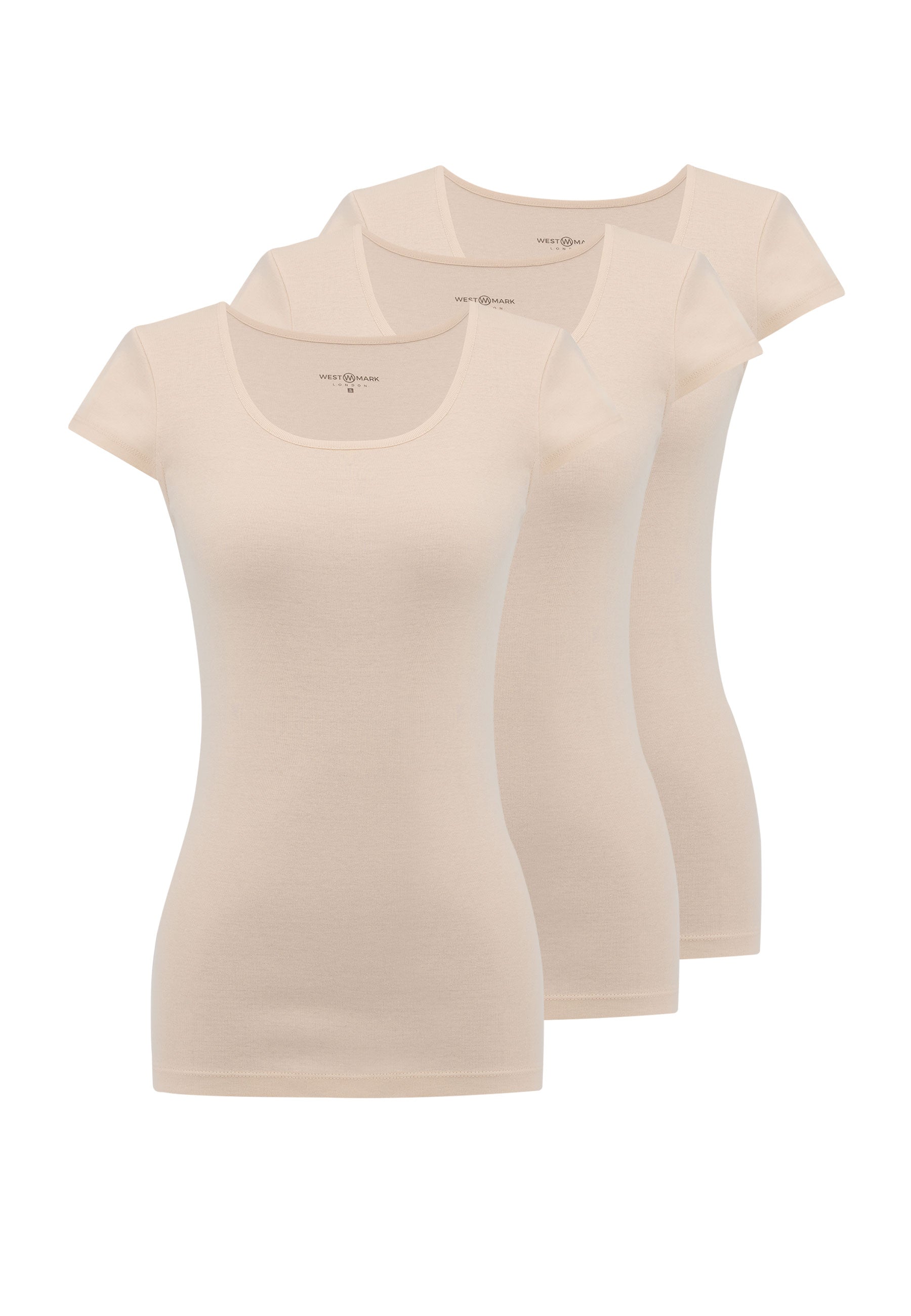 3'lü Ten Rengi Bisiklet Yaka Pamuklu Kısa Kollu Kadın Atlet EVA RIB CAPSLEEVE TOP - Underwear - Westmark London EU(TR) Store Organik Pamuklu Sürdürülebilir Moda