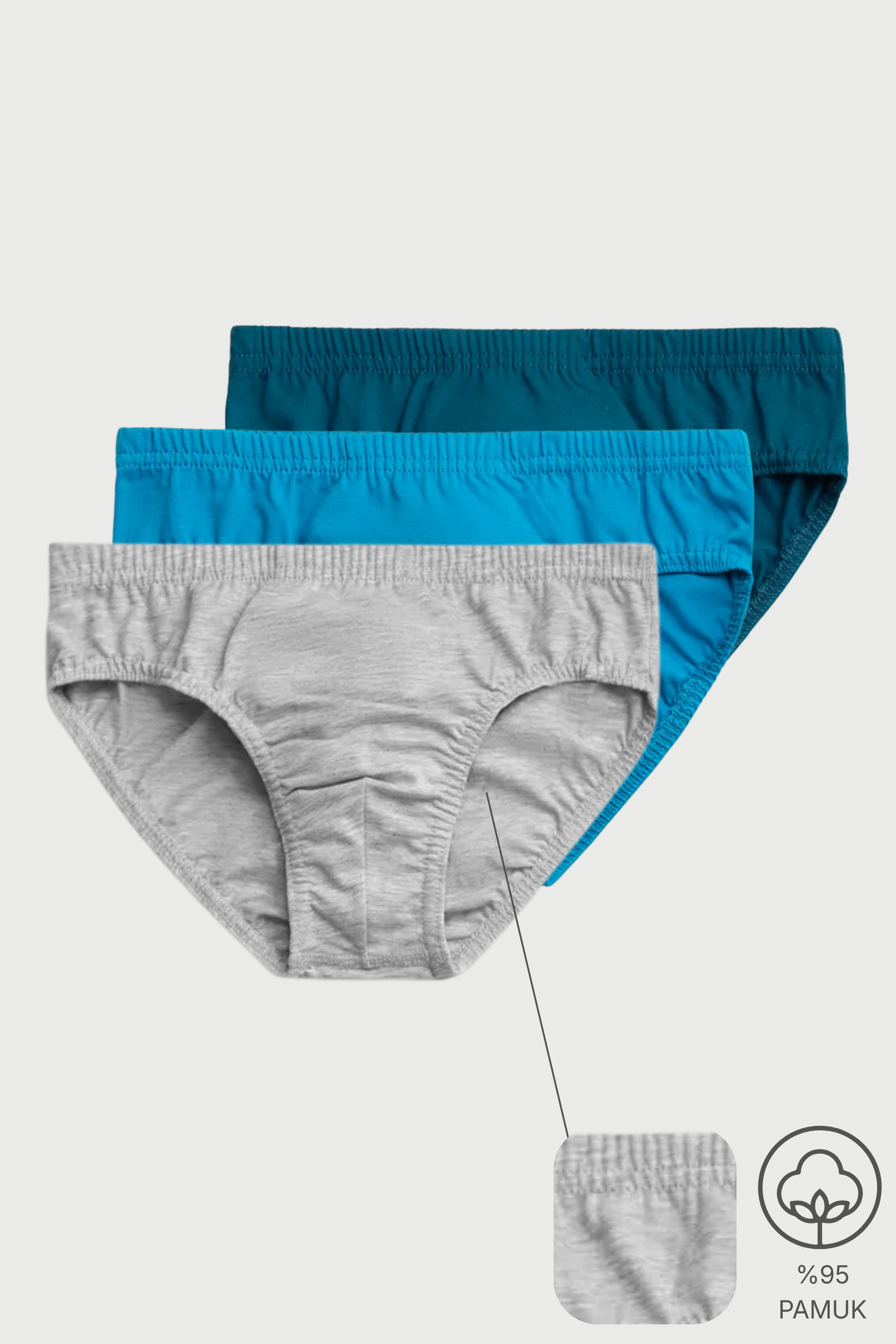 3'lü Mavi, Gri, Lacivert Pamuk / Elastan Erkek Slip Külot Set LCDENIS - Underwear - Westmark London EU(TR) Store Organik Pamuklu Sürdürülebilir Moda