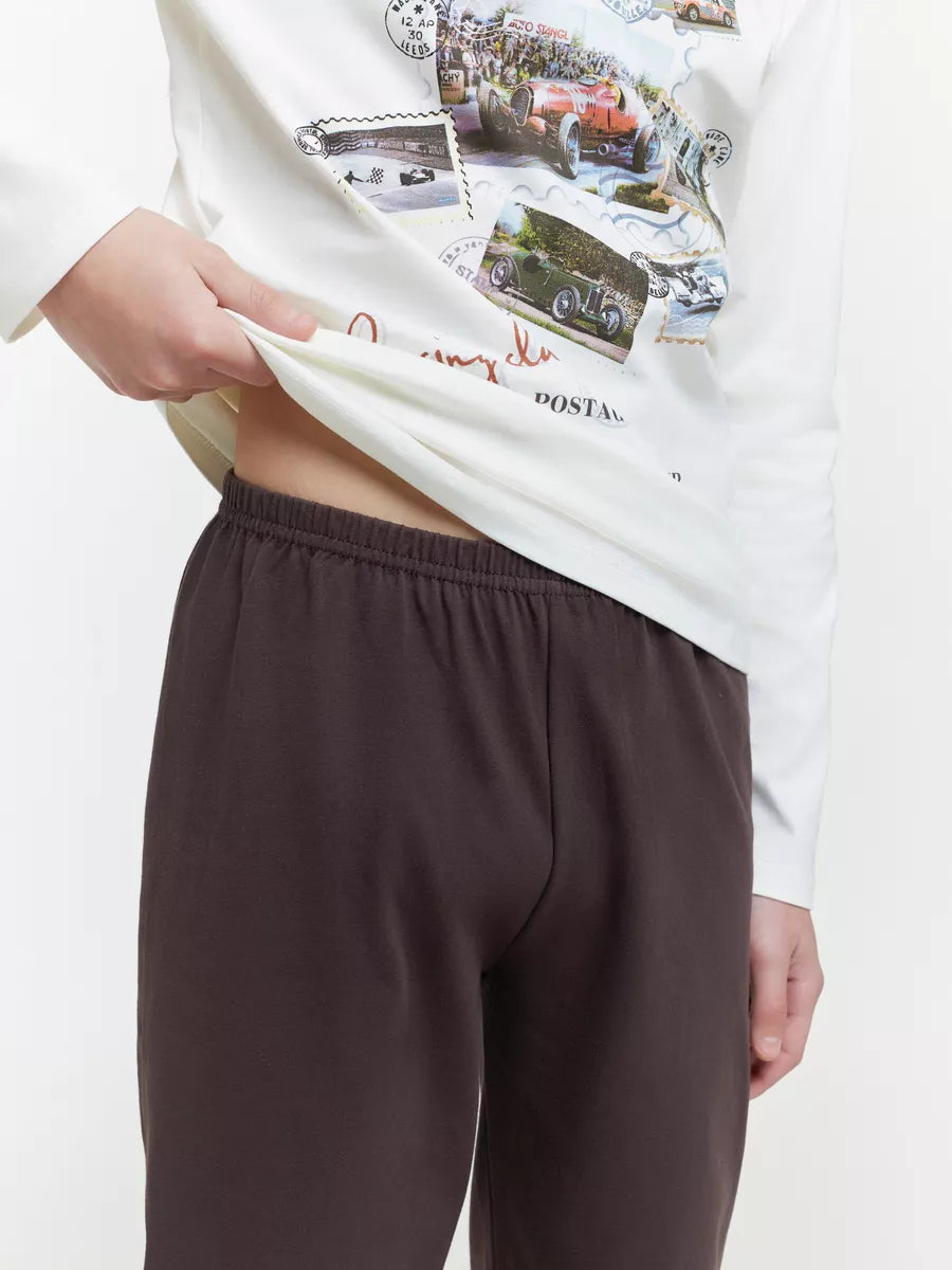 Ekru / Gri Baskılı Pamuk Erkek Çocuk Pijama Takımı LCDANIEL - Set - Westmark London EU(TR) Store Organik Pamuklu Sürdürülebilir Moda
