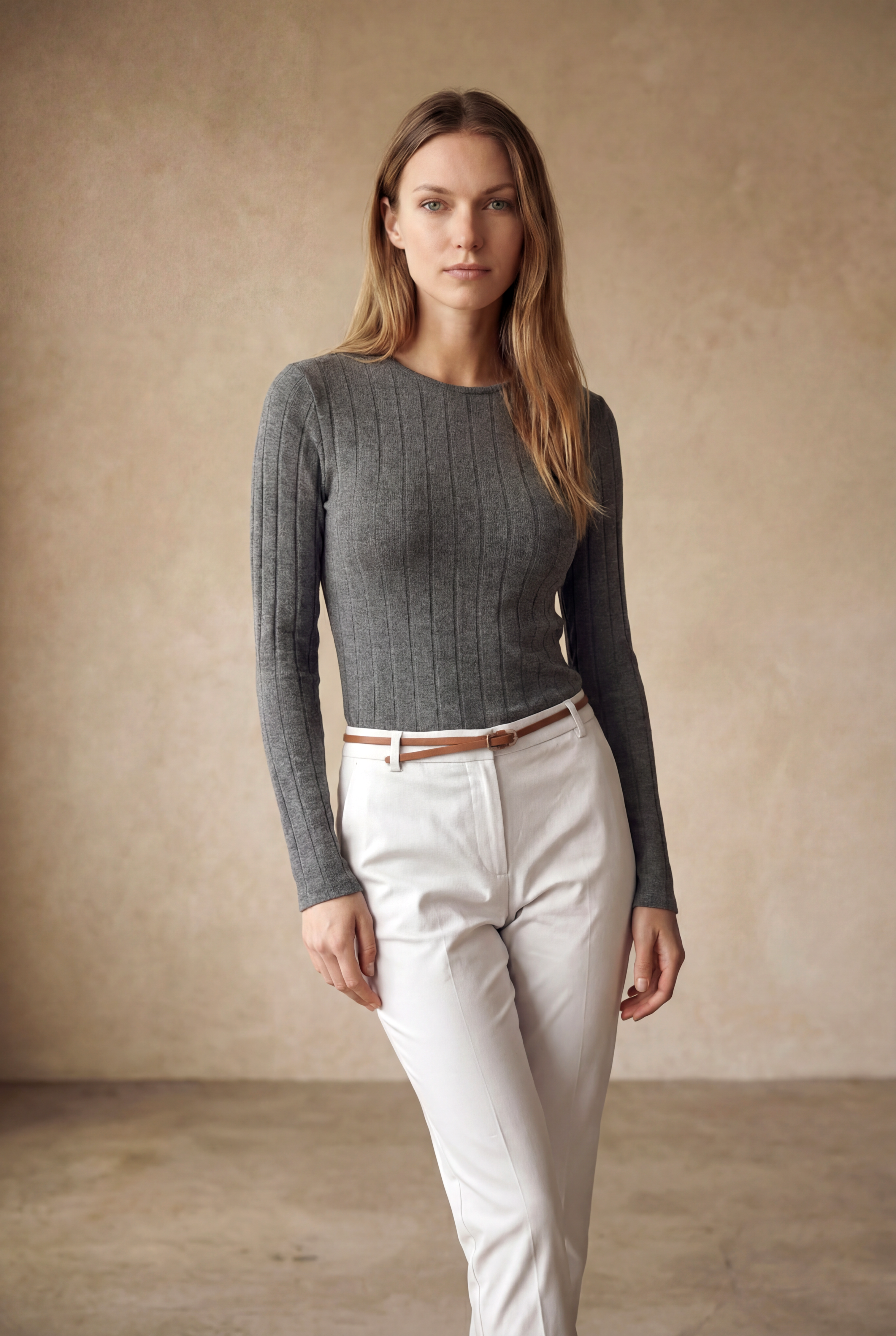Açık Gri Melanj Bisiklet Yaka Uzun Kollu Kadın Bluz ESTELLE - Tops - Westmark London EU(TR) Store Organik Pamuklu Sürdürülebilir Moda