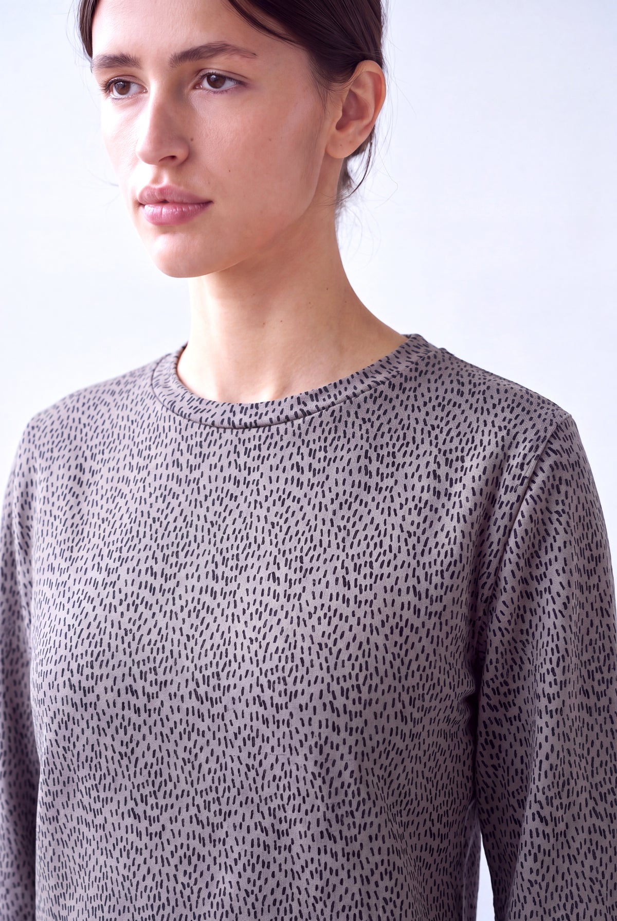 Gri Desenli Kadın Gri Desenli Pamuk 2 İplik Bisiklet Yaka Uzun Kollu Sweatshirt ISLA - Sweatshirt - Westmark London EU(TR) Store Organik Pamuklu Sürdürülebilir Moda