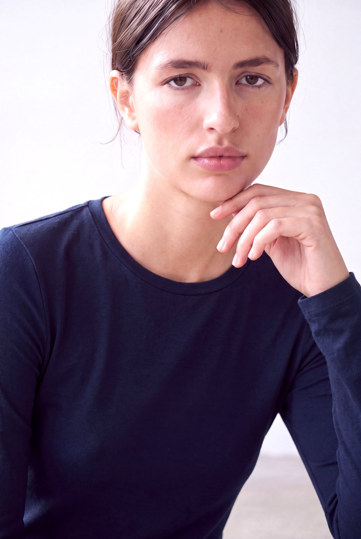 Lacivert Kadın Lacivert Viskon Karışımlı Bisiklet Yaka Uzun Kollu Esnek Kumaş Bluz COURTNEY - Top - Westmark London EU(TR) Store Organik Pamuklu Sürdürülebilir Moda