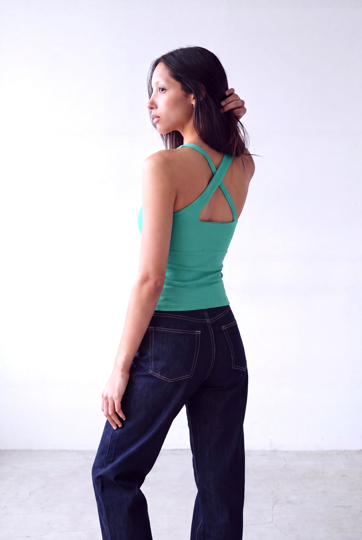 Mint Yeşil Kadın Mint Yeşil Modal / Pamuk Karışımlı Asimetrik yaka Kolsuz Tek Omuz Çapraz Askı Detaylı T-Shirt PAULINE - Top - Westmark London EU(TR) Store Organik Pamuklu Sürdürülebilir Moda