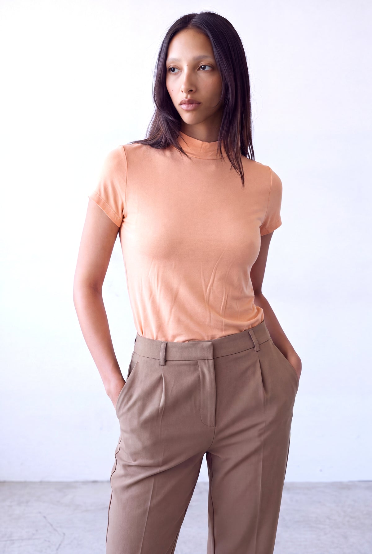 Şeftali Kadın Şeftali Viskon Yarım Balıkçı Yaka Kısa Kollu Duble Kol Detaylı Bluz DONNA - Top - Westmark London EU(TR) Store Organik Pamuklu Sürdürülebilir Moda