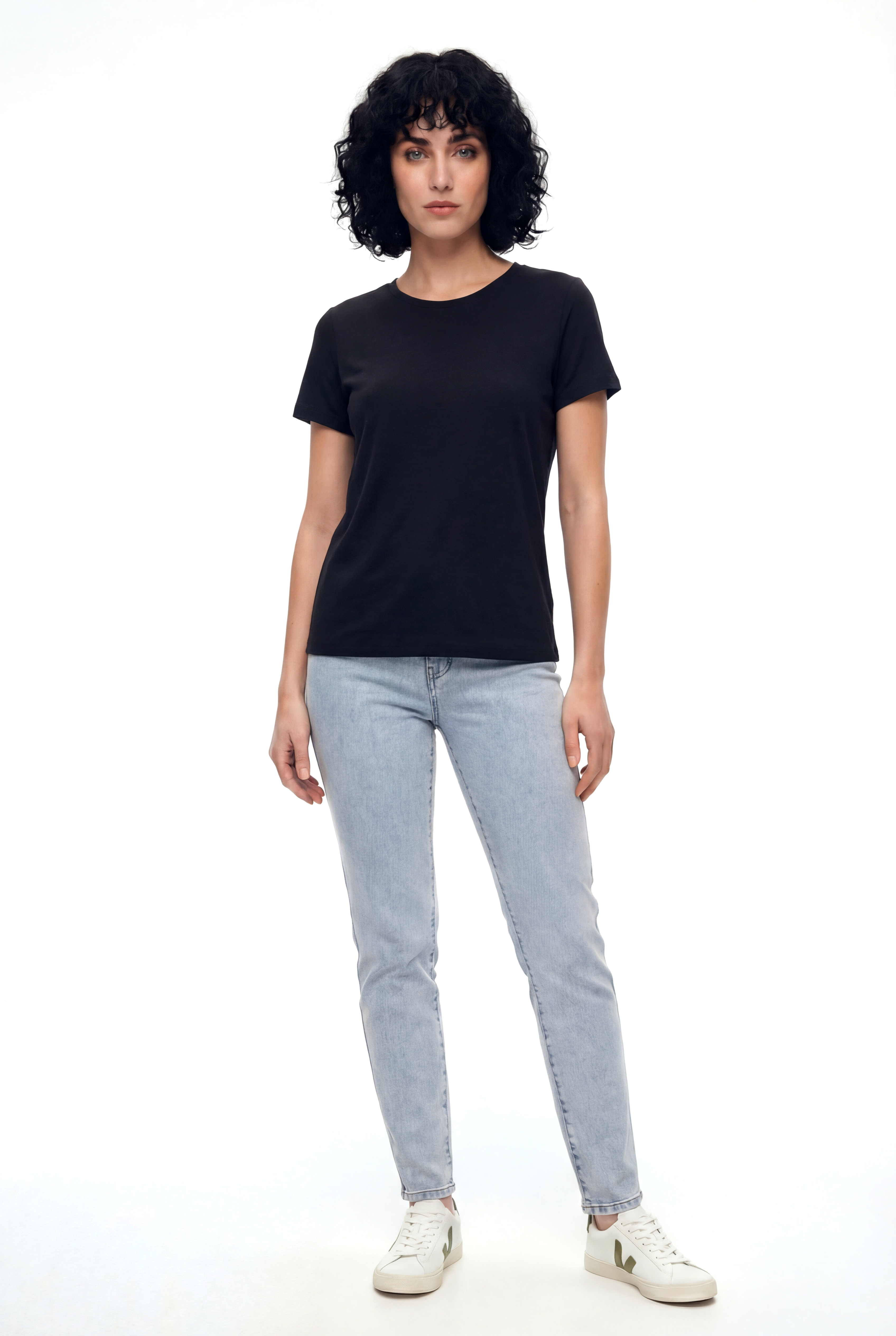 Siyah Bisiklet Yaka Pamuklu Kısa Kollu Kadın T-Shirt BETTINA S/S TOP - T-Shirt - Westmark London EU(TR) Store Organik Pamuklu Sürdürülebilir Moda