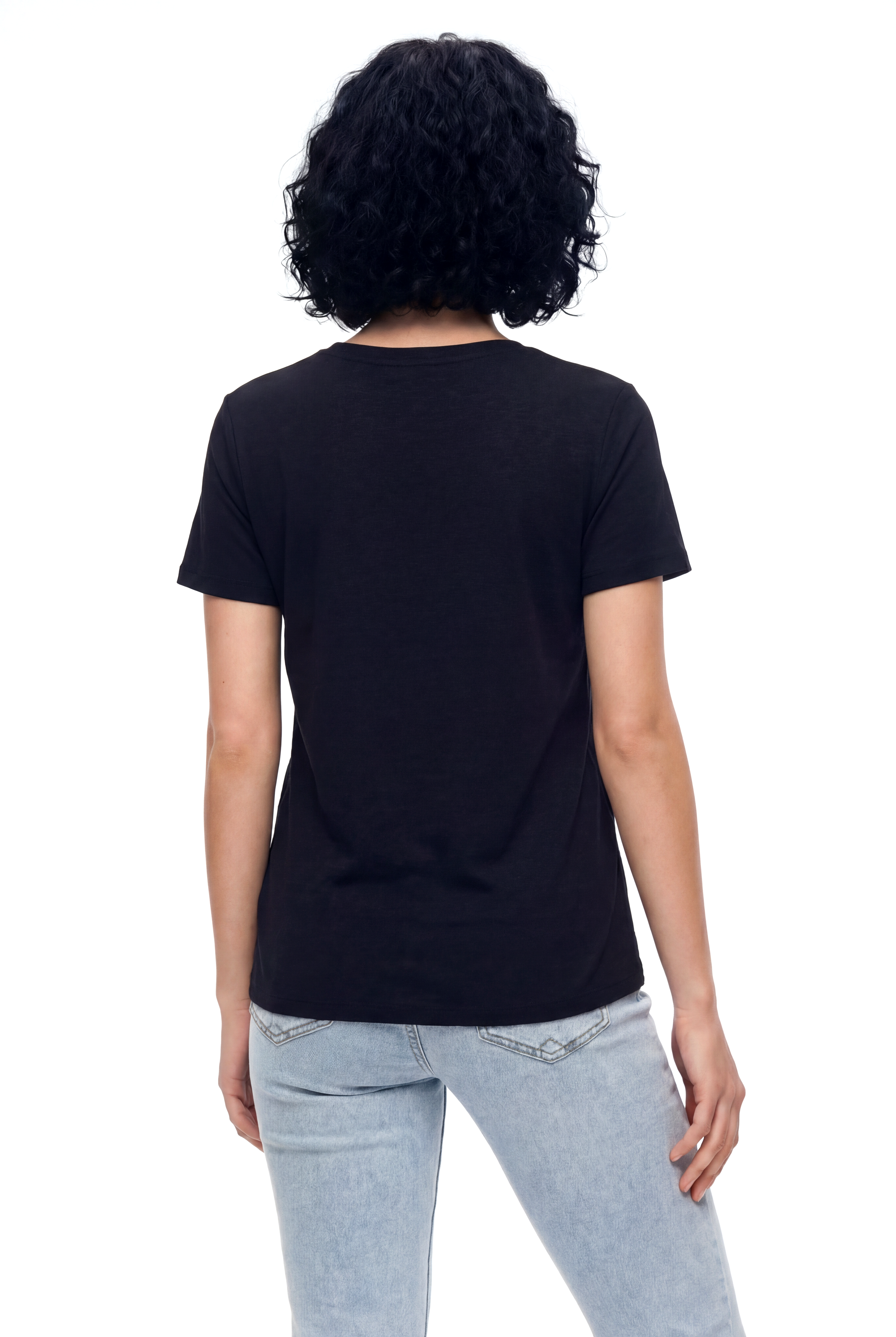Siyah Bisiklet Yaka Pamuklu Kısa Kollu Kadın T-Shirt BETTINA S/S TOP - T-Shirt - Westmark London EU(TR) Store Organik Pamuklu Sürdürülebilir Moda