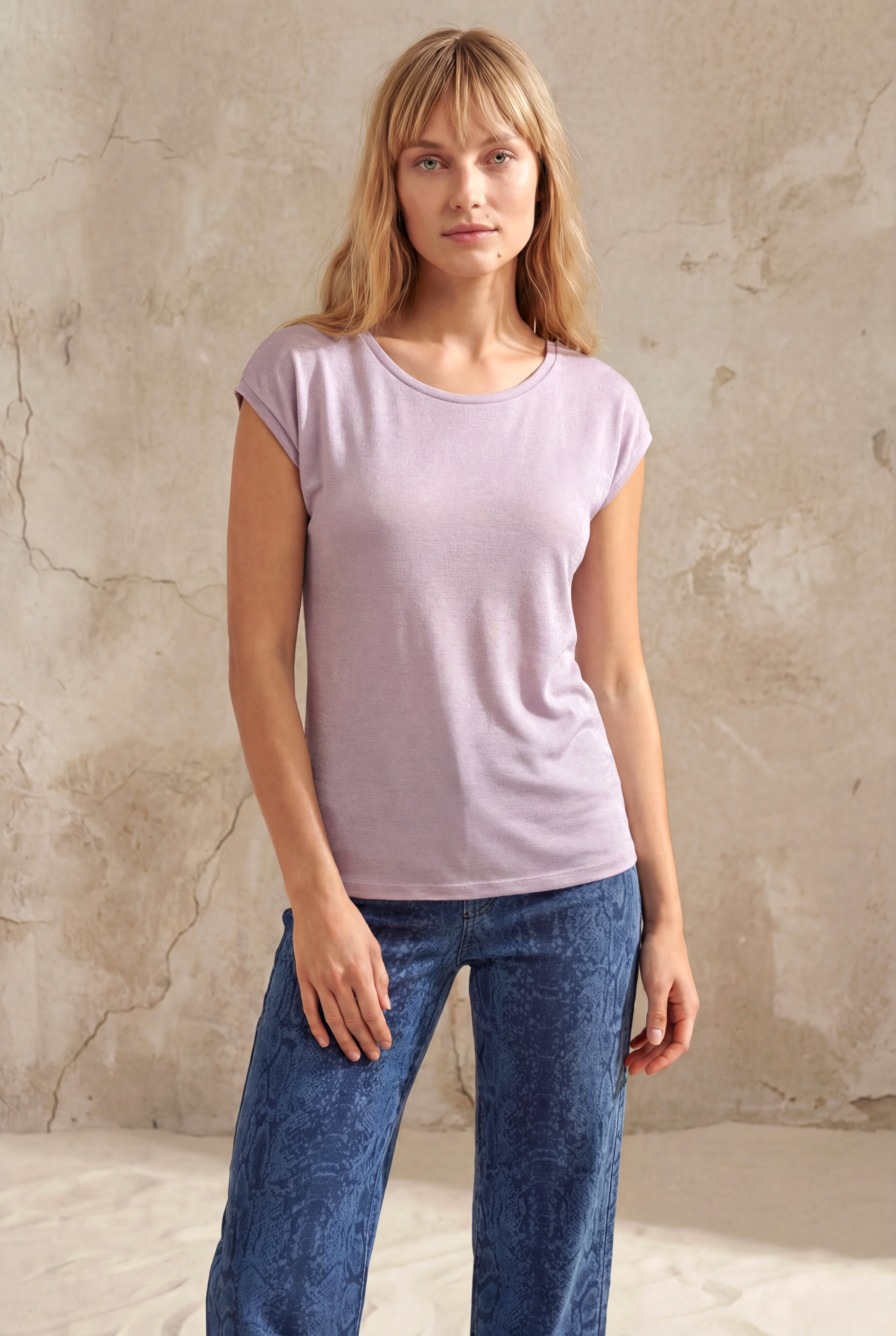 Açık Pembe Bisiklet Yaka Pamuklu Kadın Kısa Kollu T-Shirt BETTY O-NECK TOP - T-Shirt - Westmark London EU(TR) Store Organik Pamuklu Sürdürülebilir Moda