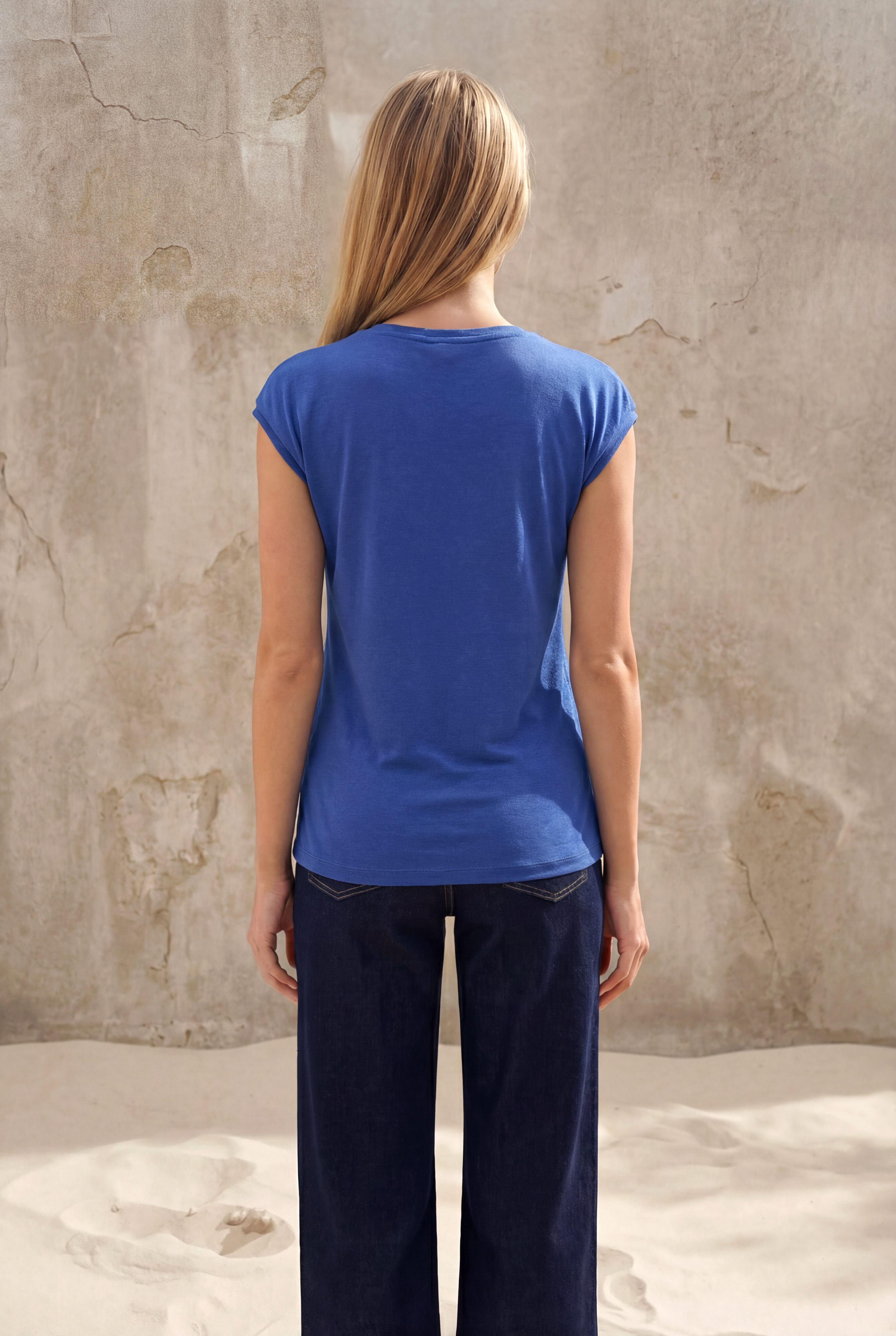 Açık Mavi Bisiklet Yaka Pamuklu Kadın Kısa Kollu T-Shirt BETTY O-NECK TOP - T-Shirt - Westmark London EU(TR) Store Organik Pamuklu Sürdürülebilir Moda