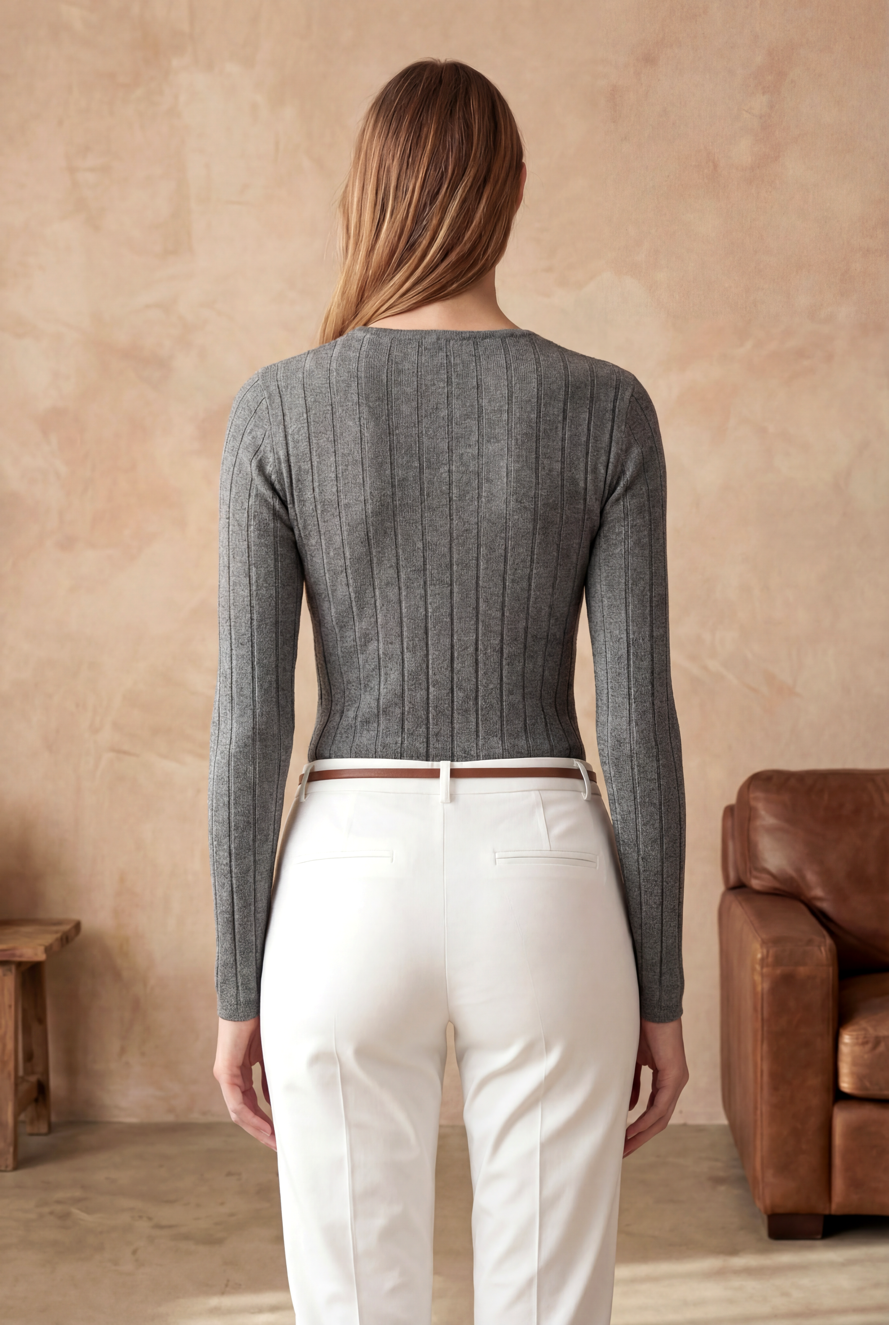 Açık Gri Melanj Bisiklet Yaka Uzun Kollu Kadın Bluz ESTELLE - Tops - Westmark London EU(TR) Store Organik Pamuklu Sürdürülebilir Moda