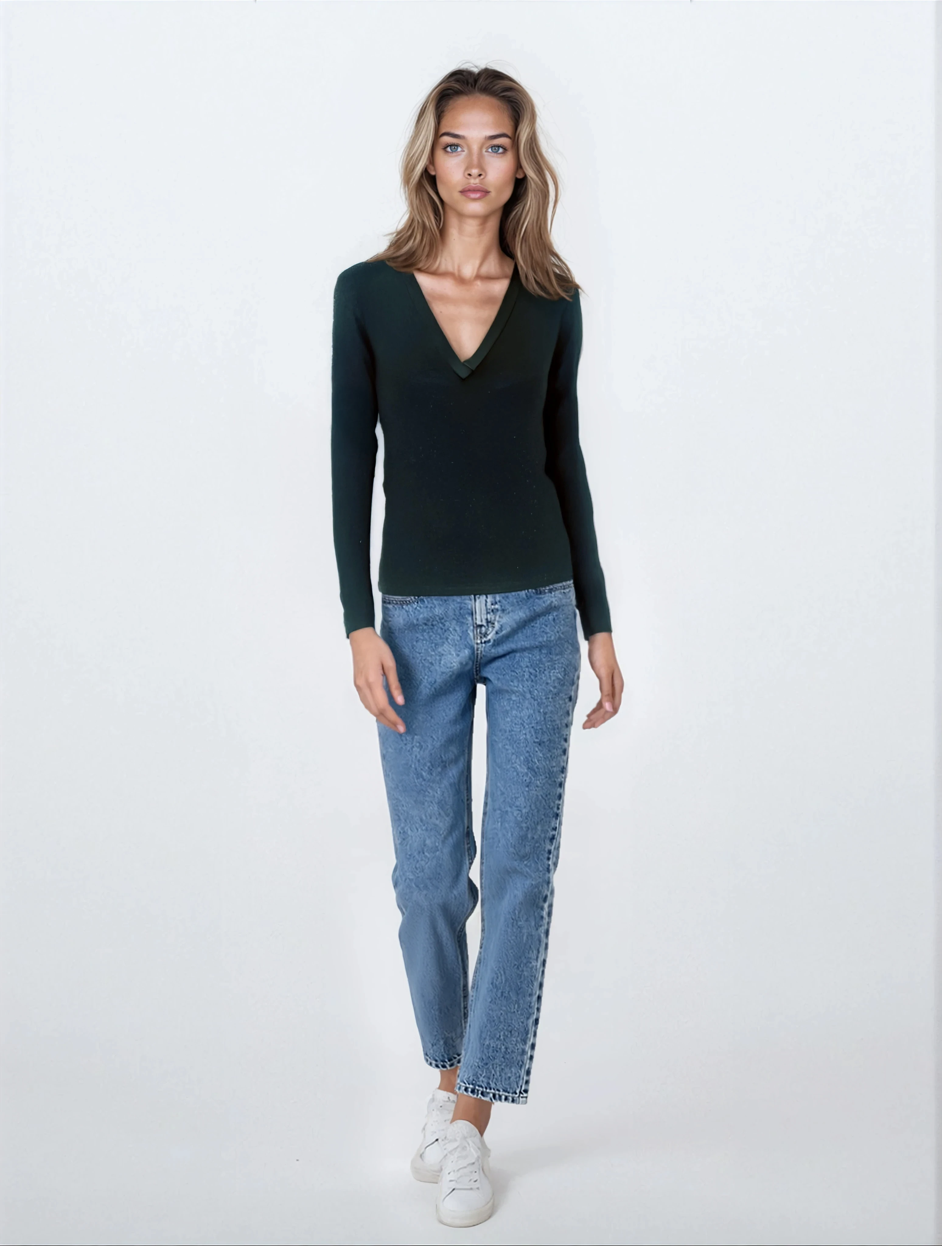 Siyah V Yaka Uzun Kollu Kadın Bluz VIOLA TOP - Blouse - Westmark London EU(TR) Store Organik Pamuklu Sürdürülebilir Moda