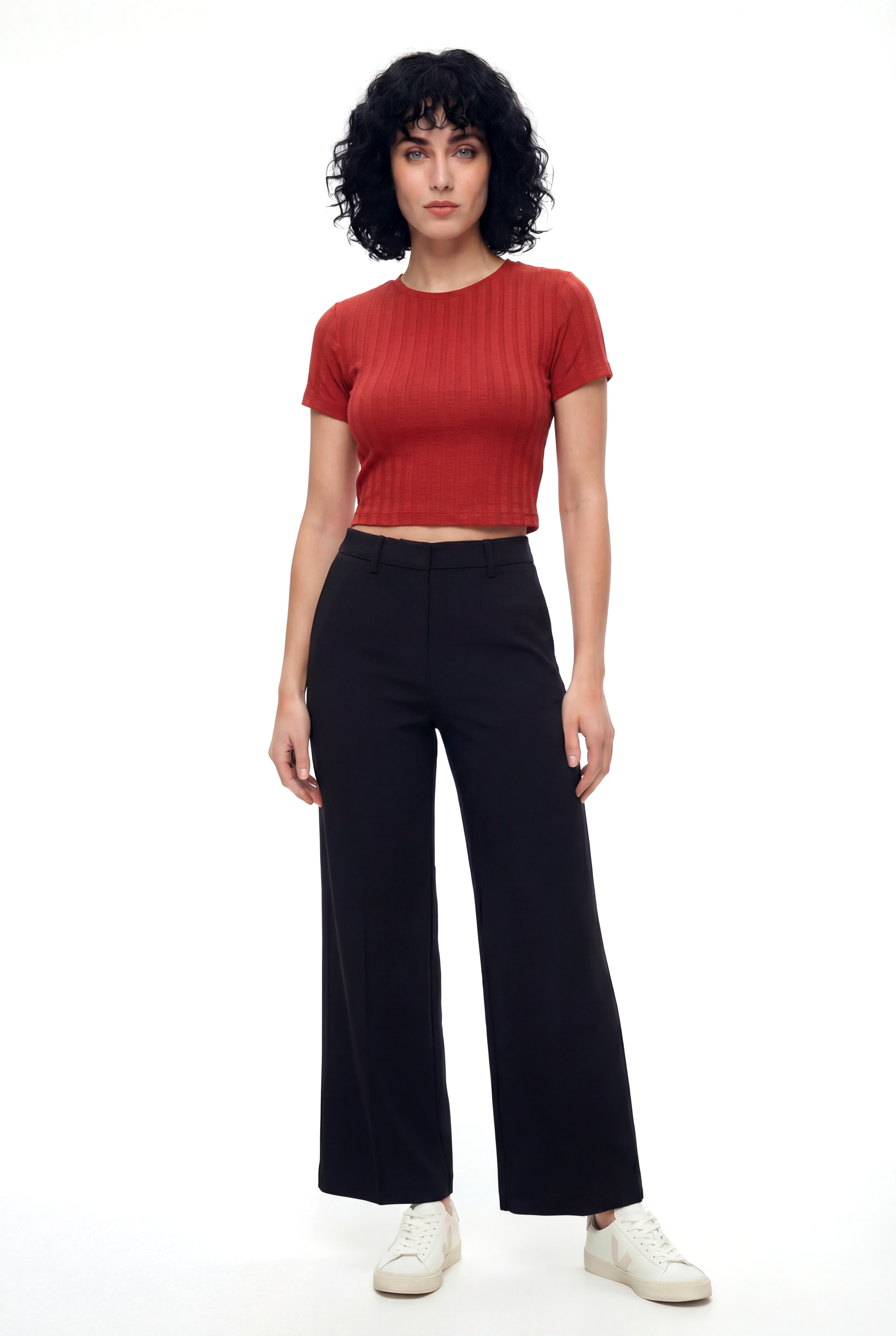 Kırmızı Bisiklet Yaka Kısa Kollu Kadın Crop T-Shirt SANDY S/S TOP - T-Shirt - Westmark London EU(TR) Store Organik Pamuklu Sürdürülebilir Moda