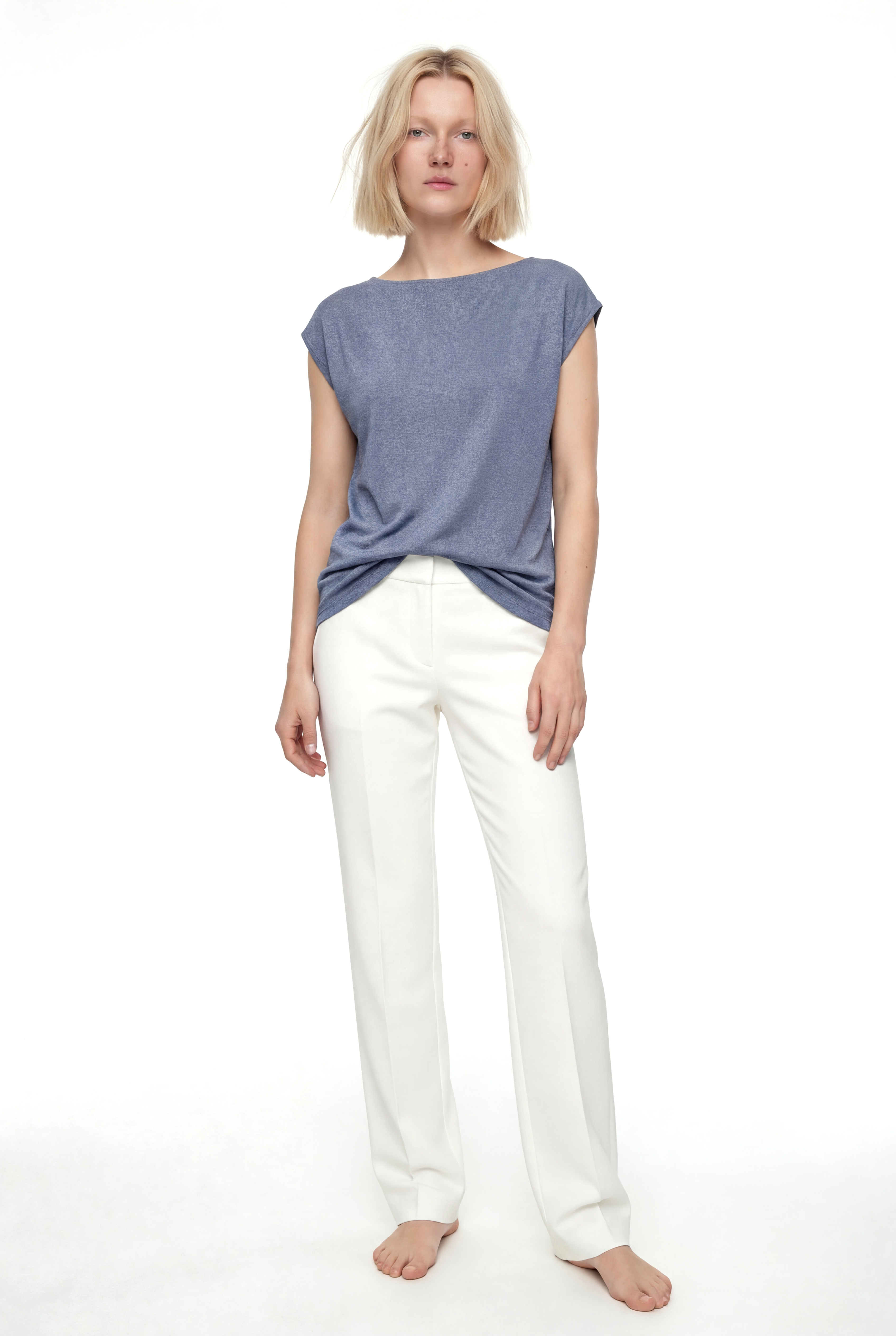 Gümüş Bisiklet Yaka Simli Kısa Kollu Kadın T-Shirt SKY GLITTER S/S TOP - T-Shirt - Westmark London EU(TR) Store Organik Pamuklu Sürdürülebilir Moda