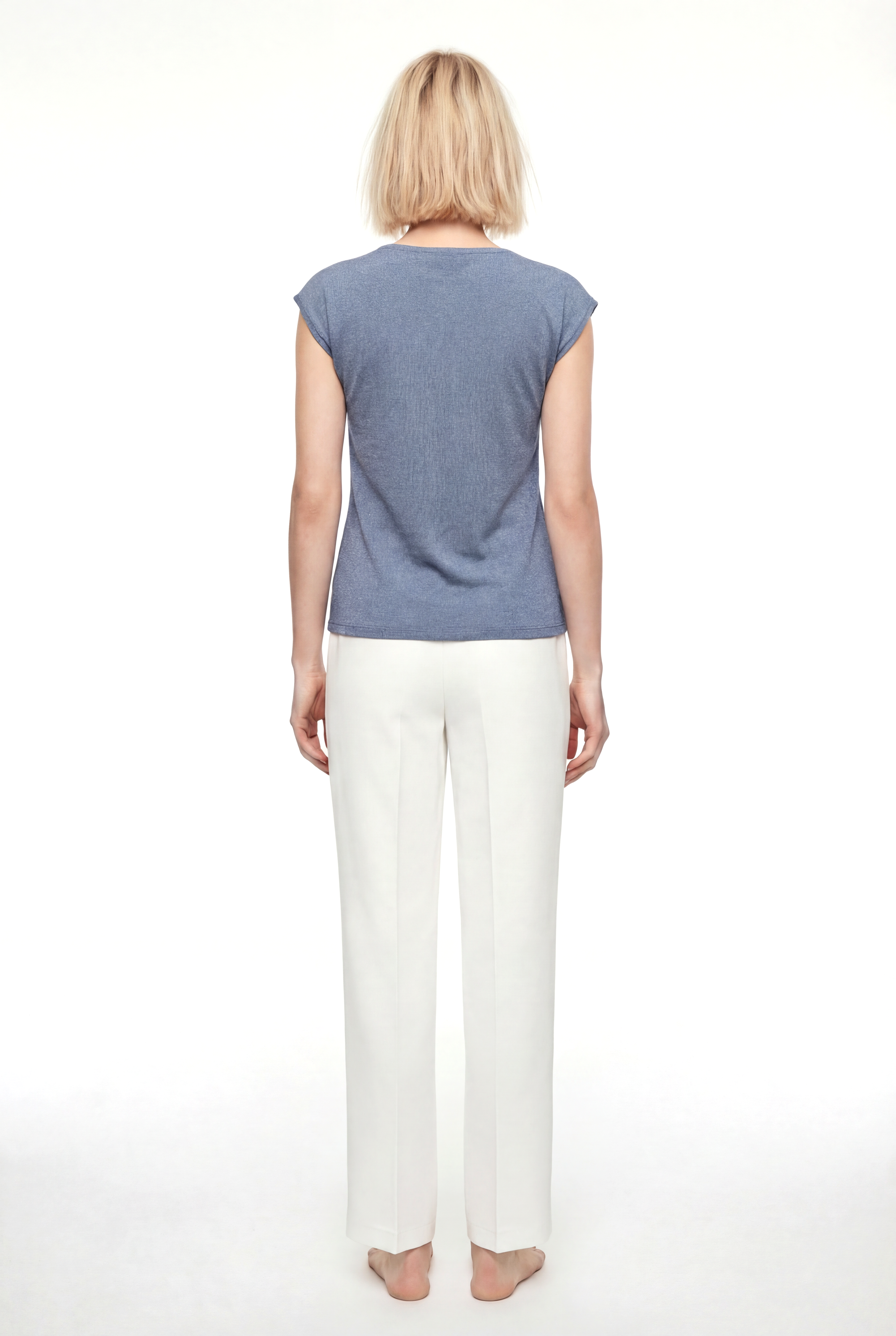 Gümüş Bisiklet Yaka Simli Kısa Kollu Kadın T-Shirt SKY GLITTER S/S TOP - T-Shirt - Westmark London EU(TR) Store Organik Pamuklu Sürdürülebilir Moda