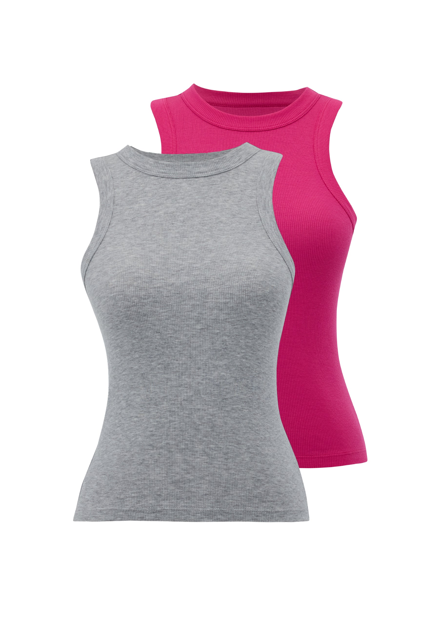 2’li Pembe, Açık Gri Melanj Bisiklet Yaka Pamuk Elastan Karışımı Kadın Kolsuz T-Shirt WMCLARA RIB TANK TOP - Underwear - Westmark London EU(TR) Store Organik Pamuklu Sürdürülebilir Moda