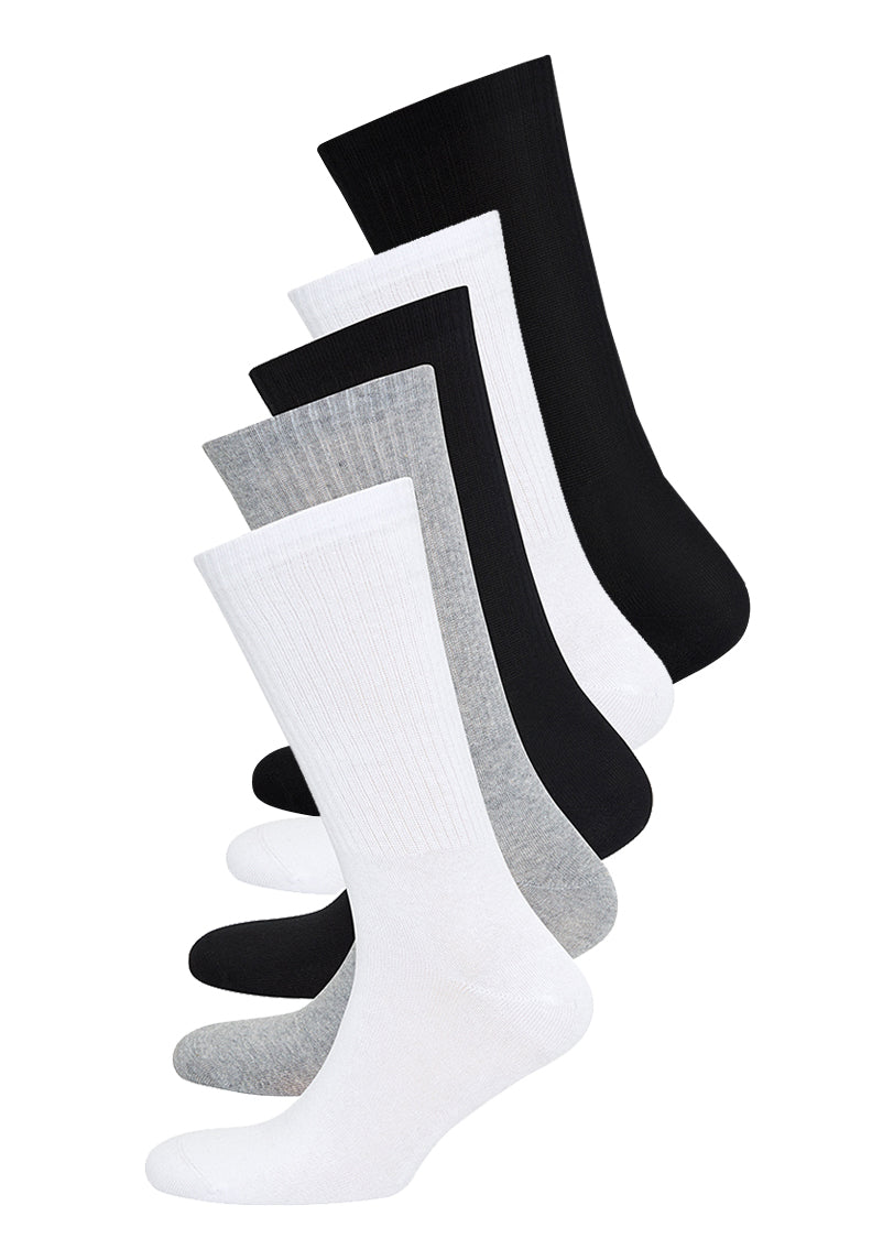 5'li Siyah Beyaz Gri Pamuk Karışımlı Uzun Boy Kadın Çorap Seti TENNIS - Socks - Westmark London EU(TR) Store Organik Pamuklu Sürdürülebilir Moda