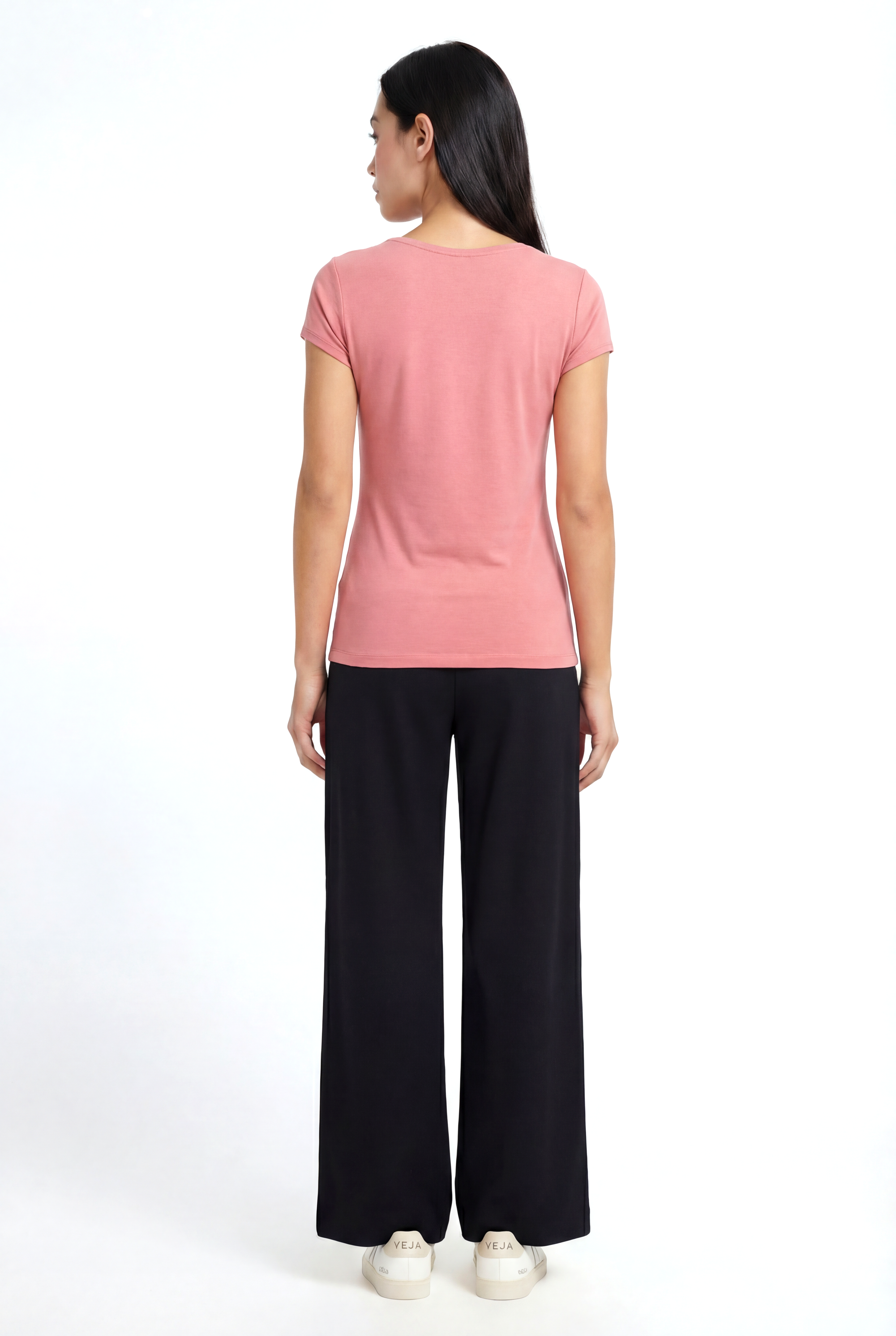 Pembe V Yaka Kısa Kollu Kadın T-Shirt VALLI V-NECK S/S TOP - T-Shirt - Westmark London EU(TR) Store Organik Pamuklu Sürdürülebilir Moda