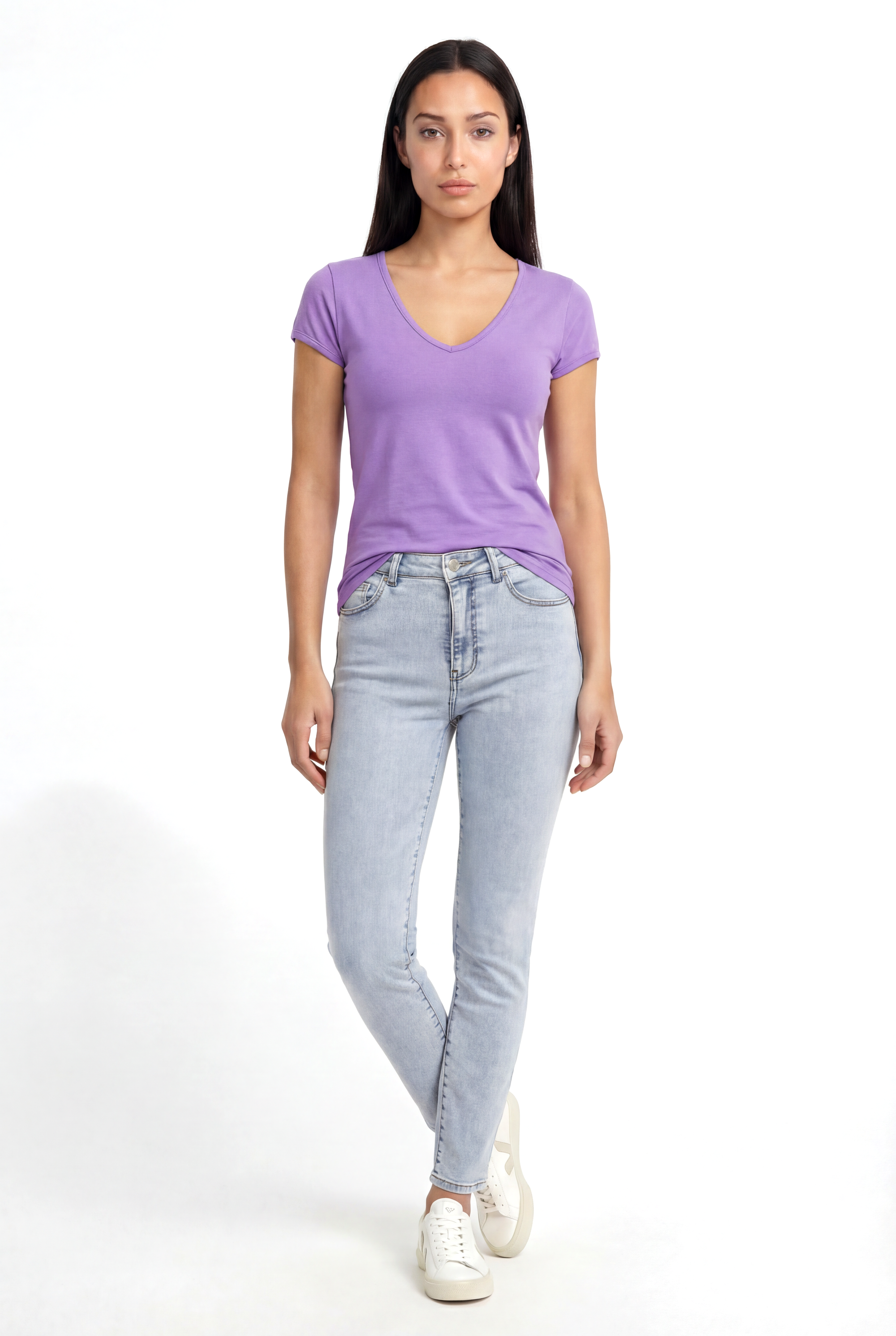 Lila V Yaka Kısa Kollu Kadın T-Shirt VALLI V-NECK S/S TOP - T-Shirt - Westmark London EU(TR) Store Organik Pamuklu Sürdürülebilir Moda