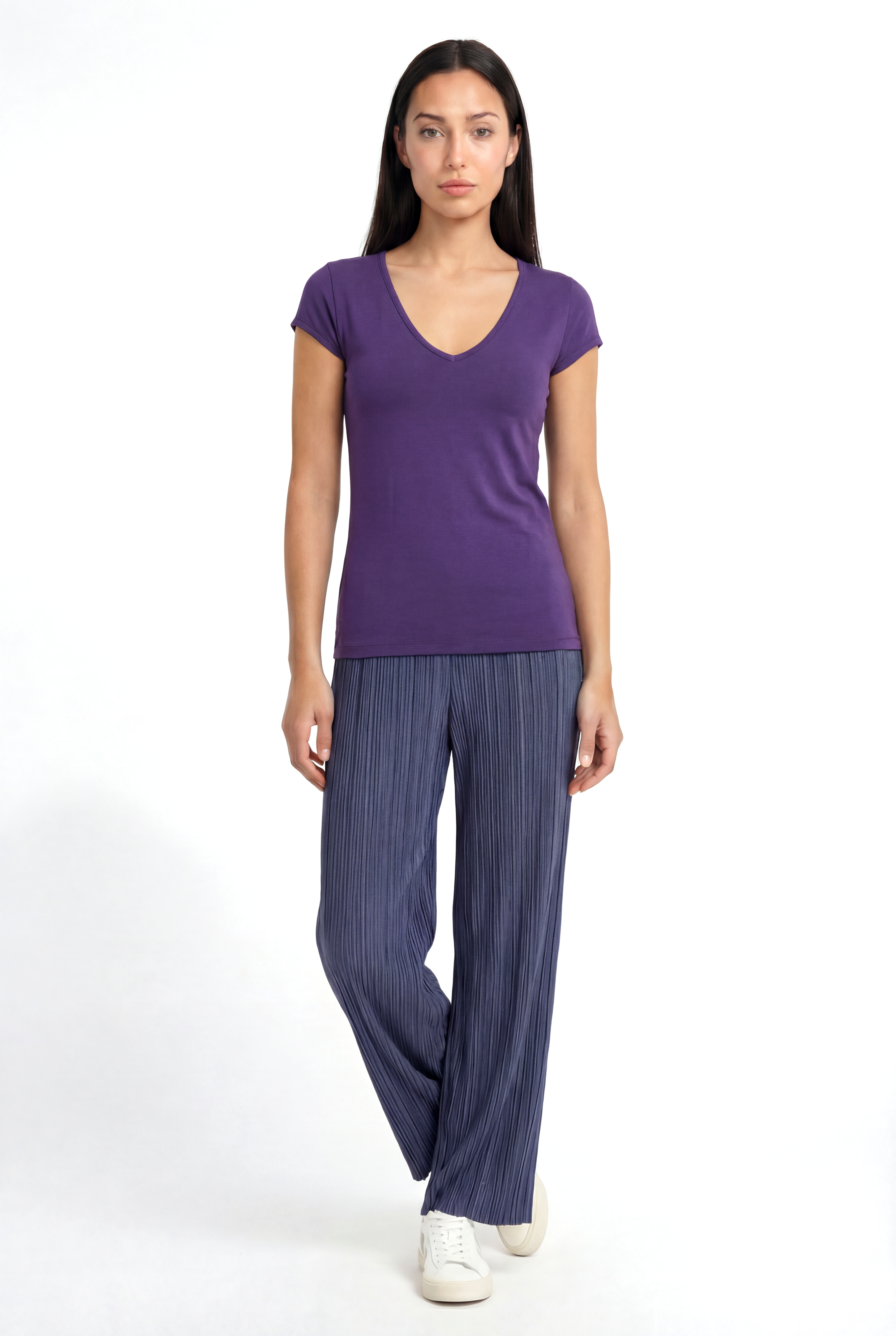 Mor V Yaka Kısa Kollu Kadın T-Shirt VALLI V-NECK S/S TOP - T-Shirt - Westmark London EU(TR) Store Organik Pamuklu Sürdürülebilir Moda