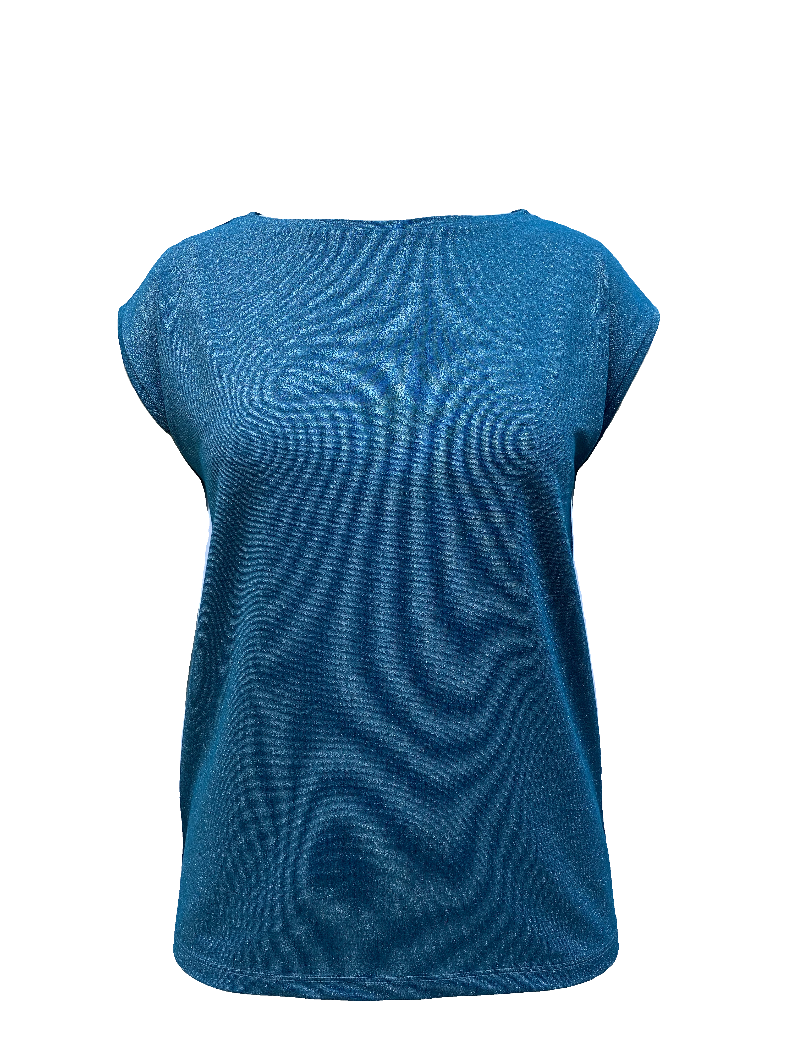 Petrol Mavisi Bisiklet Yaka Simli Kısa Kollu Kadın T-Shirt SKY GLITTER S/S TOP - T-Shirt - Westmark London EU(TR) Store Organik Pamuklu Sürdürülebilir Moda