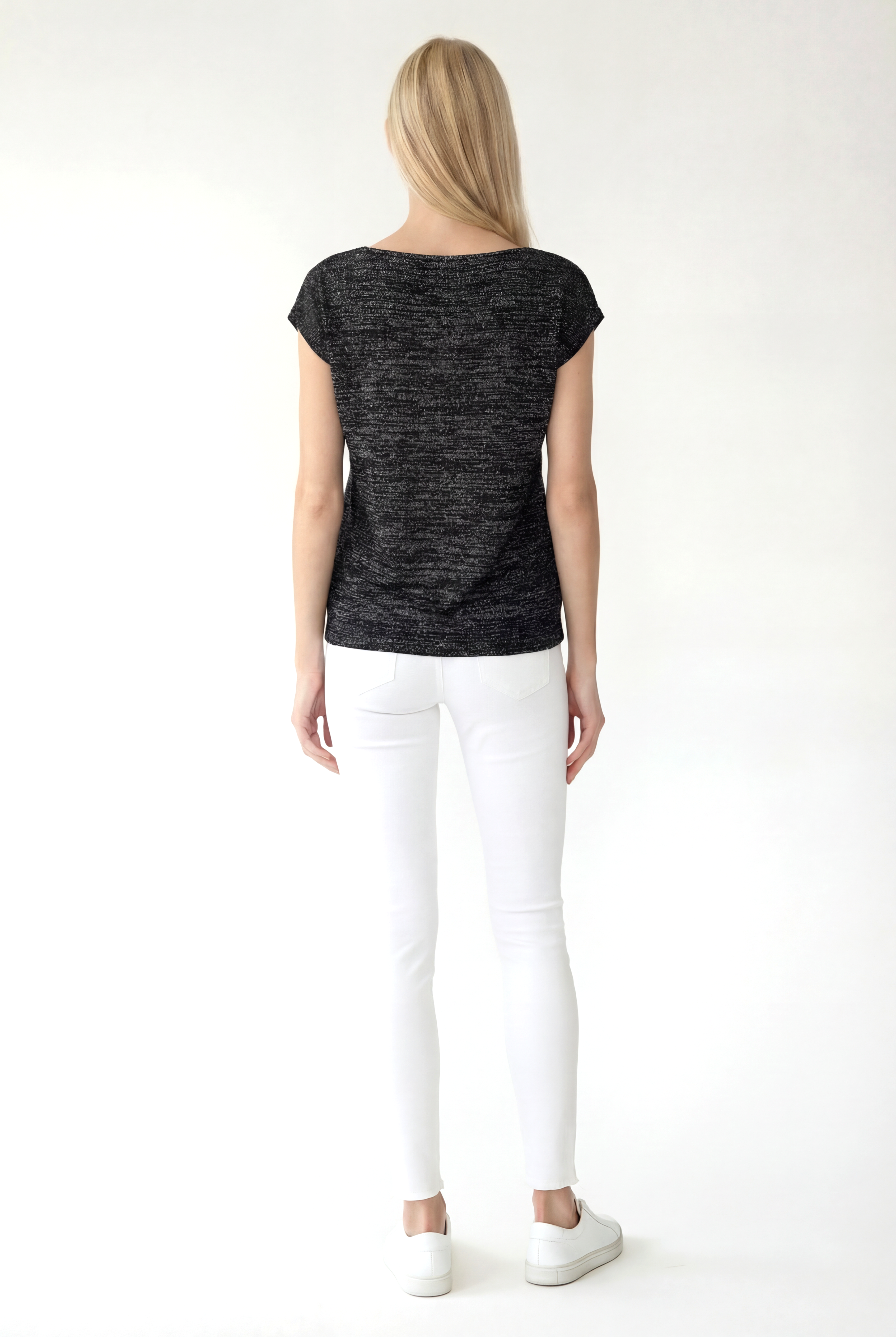 Gri Çok Renkli Bisiklet Yaka Simli Kısa Kollu Kadın T-Shirt SKY GLITTER S/S TOP - Tops - Westmark London EU(TR) Store Organik Pamuklu Sürdürülebilir Moda