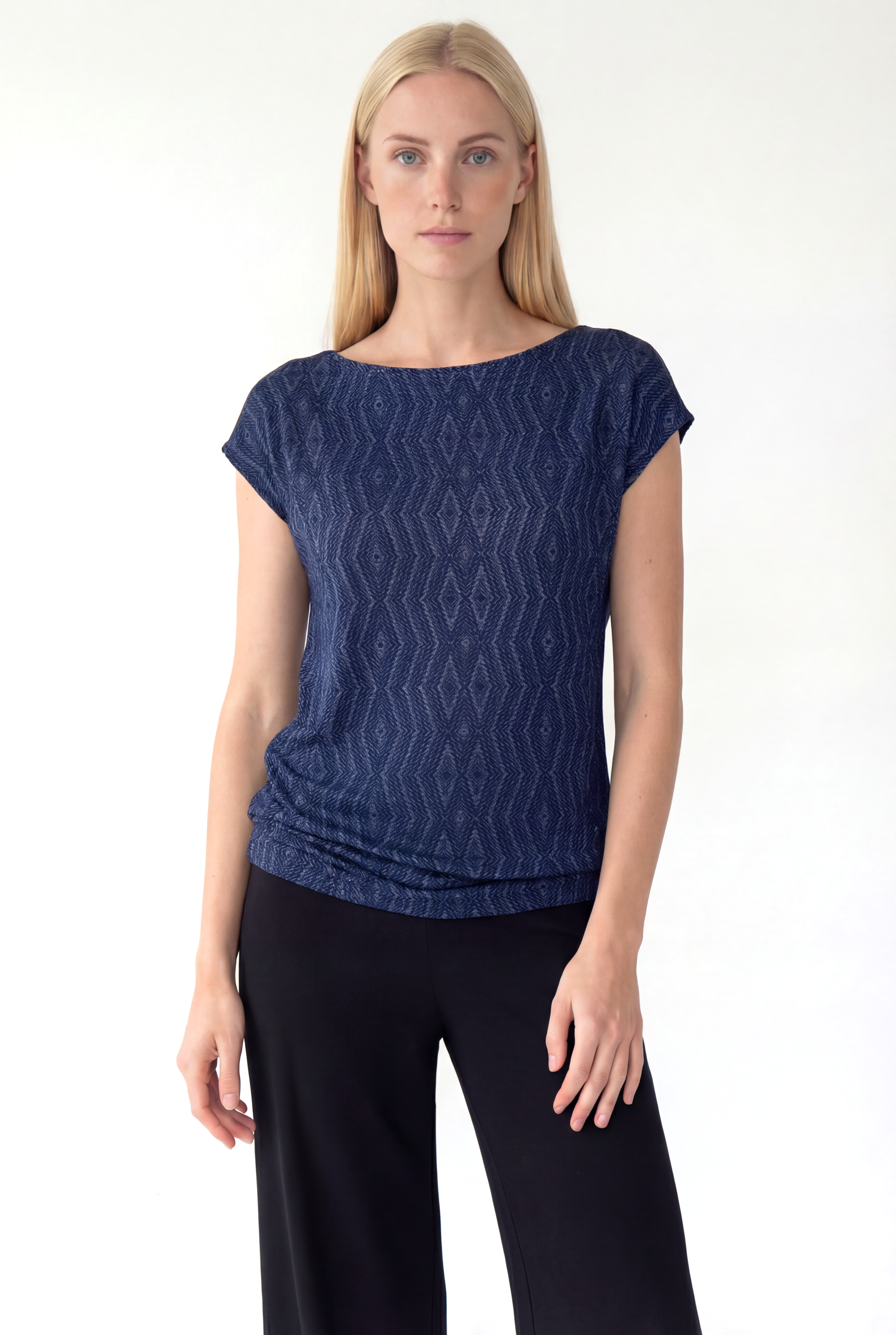 Gece Mavisi Bisiklet Yaka Simli Kısa Kollu Kadın T-Shirt SKY GLITTER S/S TOP - T-Shirt - Westmark London EU(TR) Store Organik Pamuklu Sürdürülebilir Moda