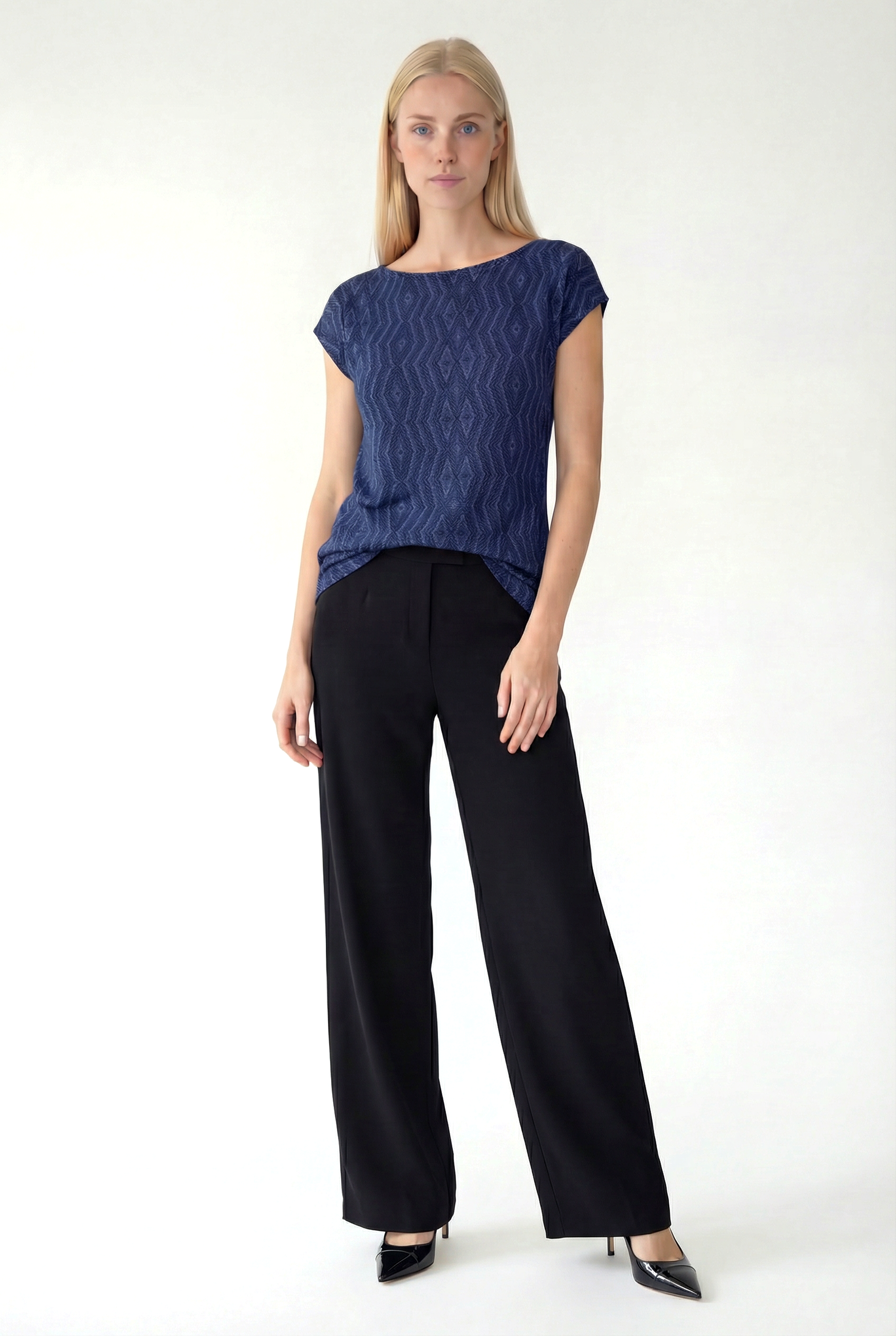 Gece Mavisi Bisiklet Yaka Simli Kısa Kollu Kadın T-Shirt SKY GLITTER S/S TOP - T-Shirt - Westmark London EU(TR) Store Organik Pamuklu Sürdürülebilir Moda