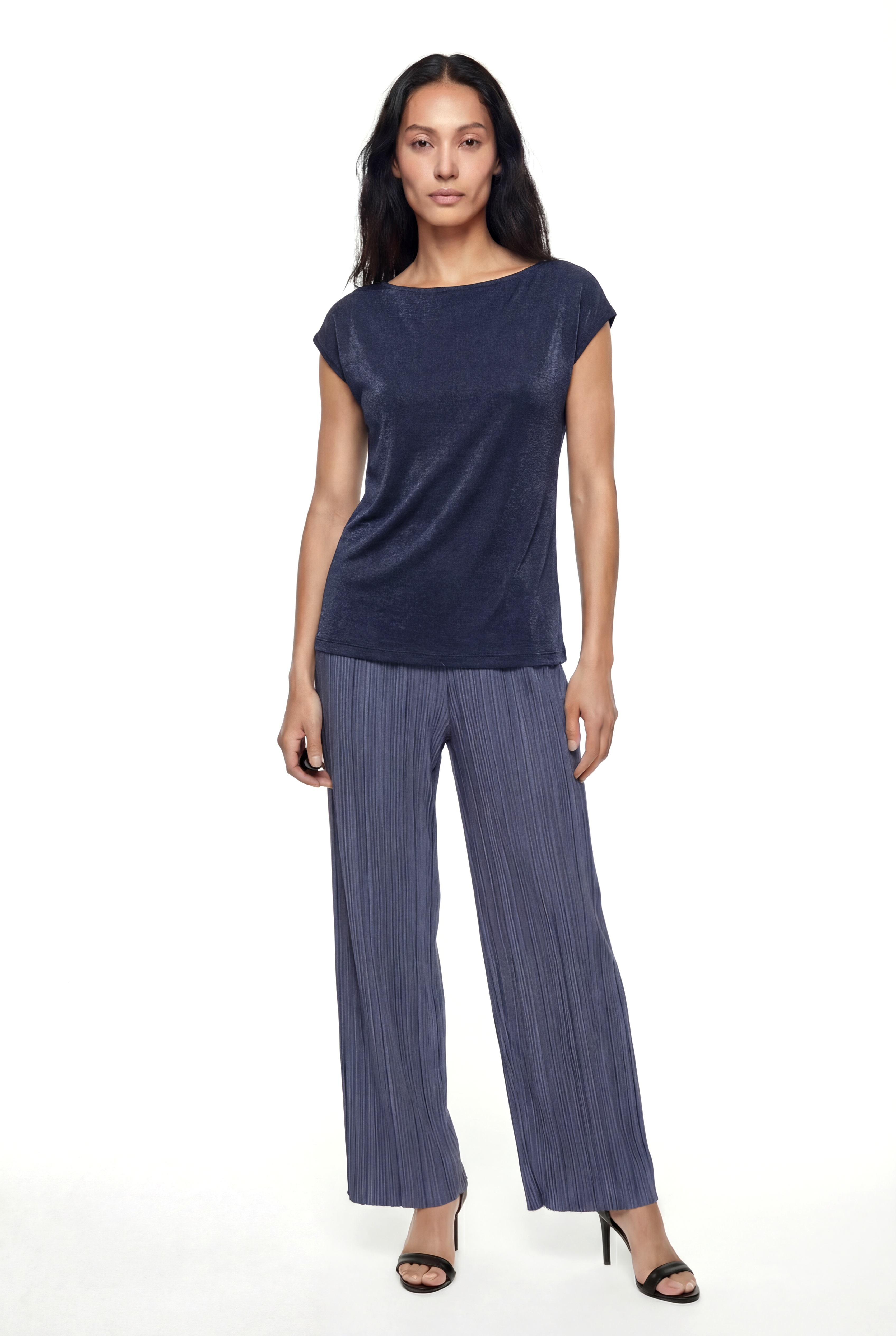 Parlak Gri Bisiklet Yaka Simli Kısa Kollu Kadın T-Shirt SKY GLITTER S/S TOP - T-Shirt - Westmark London EU(TR) Store Organik Pamuklu Sürdürülebilir Moda