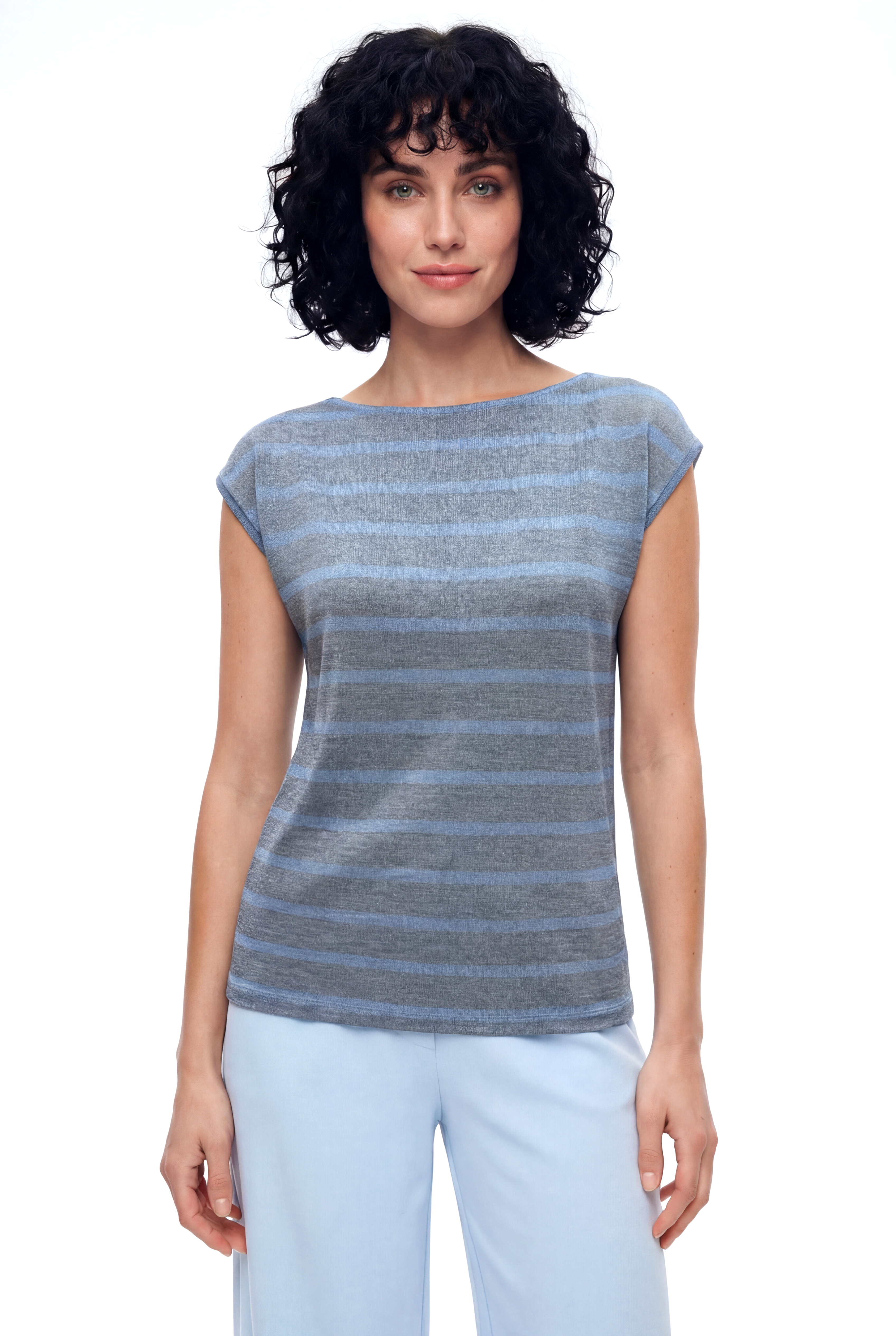 Açık Gri Bisiklet Yaka Simli Kısa Kollu Kadın T-Shirt SKY GLITTER S/S TOP - T-Shirt - Westmark London EU(TR) Store Organik Pamuklu Sürdürülebilir Moda