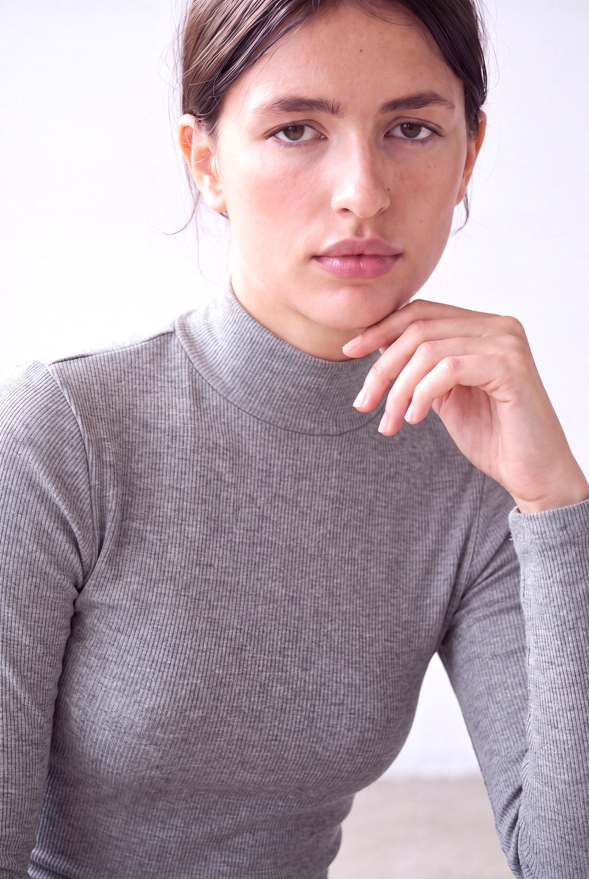 Açık Gri Melanj Kadın Açık Gri Melanj Viskon Kaşkorse Yarım Balıkçı Yaka Uzun Kollu Bluz EVIE - Top - Westmark London EU(TR) Store Organik Pamuklu Sürdürülebilir Moda