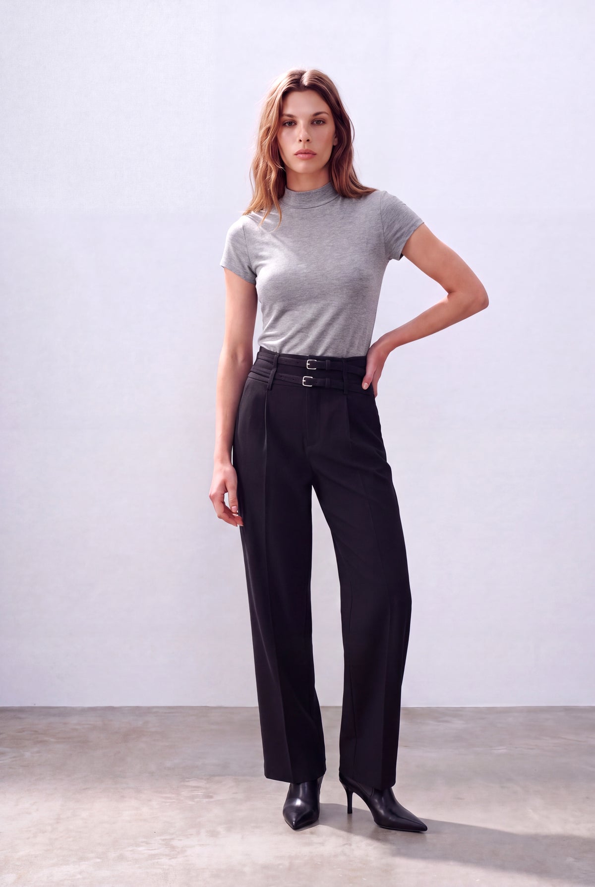 Açık Gri Melanj Kadın Açık Gri Melanj Viskon Karışımlı Yarım Balıkçı Yaka Kısa Kollu Duble Kol Detaylı Bluz DONNA - Top - Westmark London EU(TR) Store Organik Pamuklu Sürdürülebilir Moda
