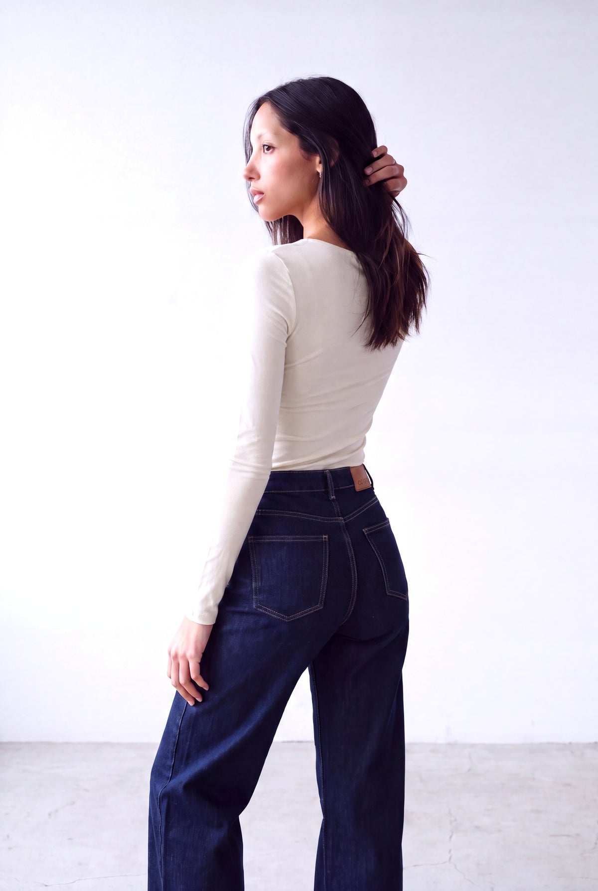 Ekru Kadın Ekru Pamuklu Geniş Bisiklet Yaka Uzun Kollu Tünik Bluz MILA - Top - Westmark London EU(TR) Store Organik Pamuklu Sürdürülebilir Moda