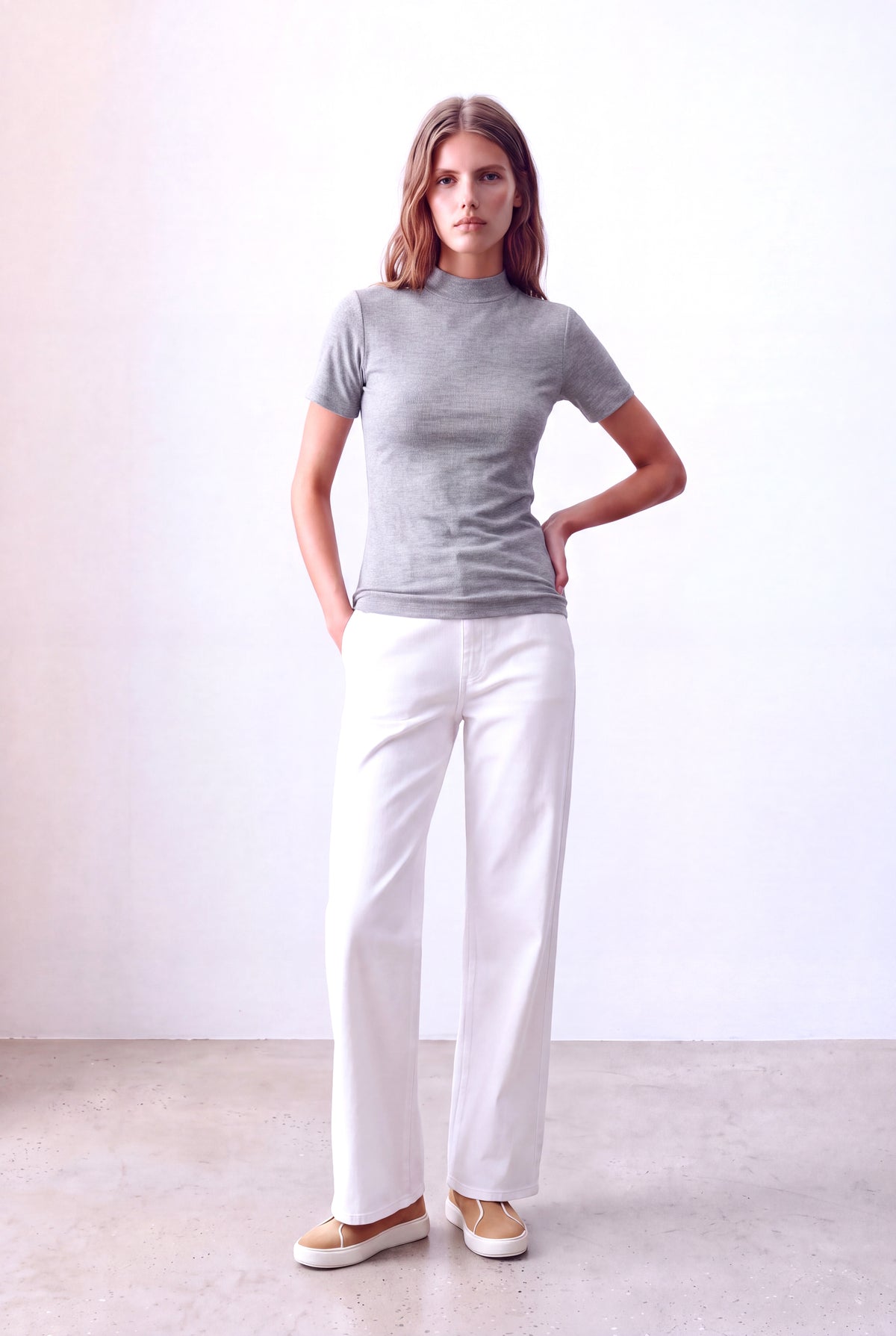 Açık Gri Melanj Kadın Açık Gri Melanj Viskon Kaşkorse Yarım Balıkçı Yaka Kısa Kollu Bluz EVIE - Top - Westmark London EU(TR) Store Organik Pamuklu Sürdürülebilir Moda