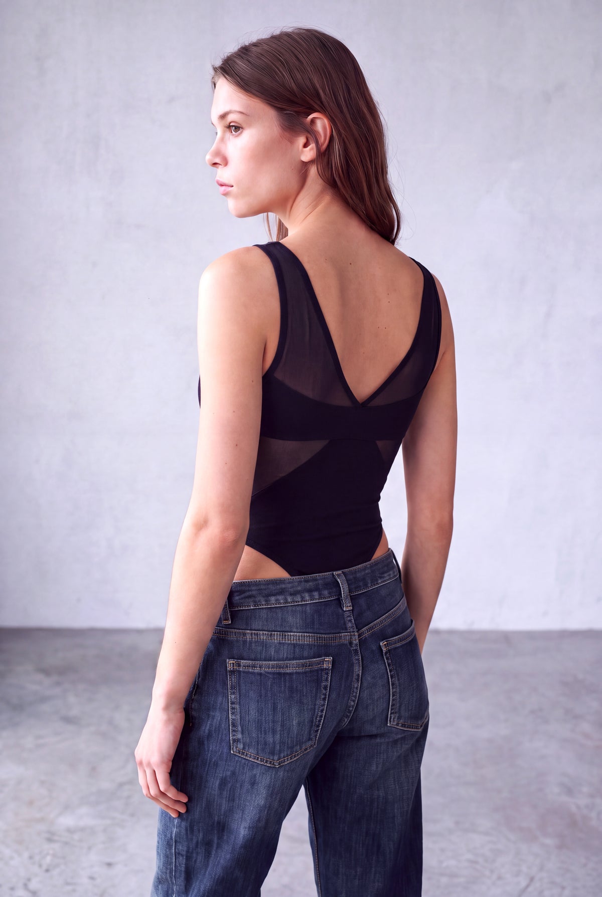 Siyah Kadın Siyah Pamuklu V Yaka Kolsuz File Detaylı Body DIANE - Bodysuit - Westmark London EU(TR) Store Organik Pamuklu Sürdürülebilir Moda