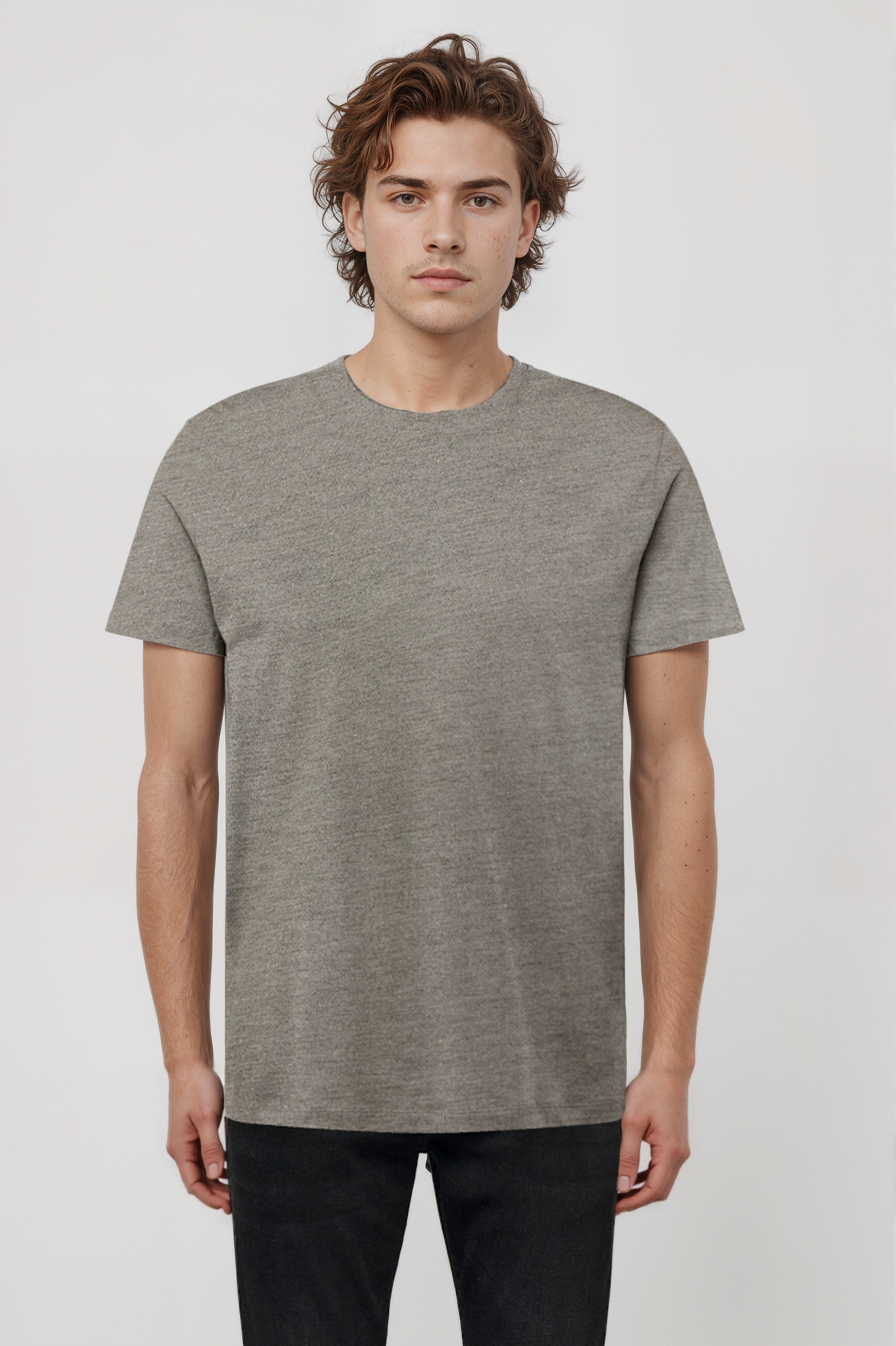 Gri Melanj Bisiklet Yaka Kısa Kollu Erkek T-Shirt WILLIAM - T-Shirt - Westmark London EU(TR) Store Organik Pamuklu Sürdürülebilir Moda