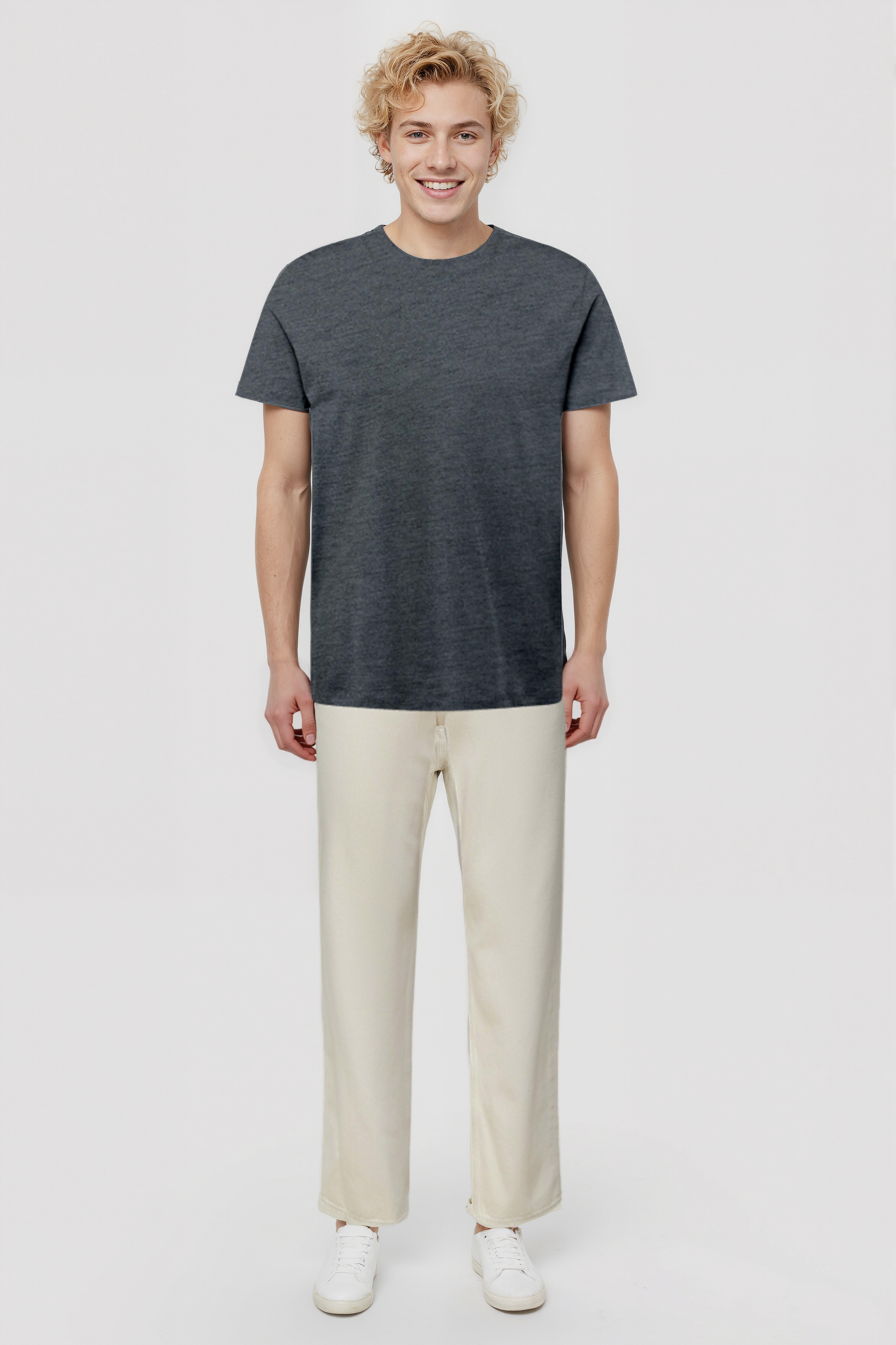 Koyu Gri Melanj Bisiklet Yaka Kısa Kollu Erkek T-Shirt WILLIAM - T-Shirt - Westmark London EU(TR) Store Organik Pamuklu Sürdürülebilir Moda