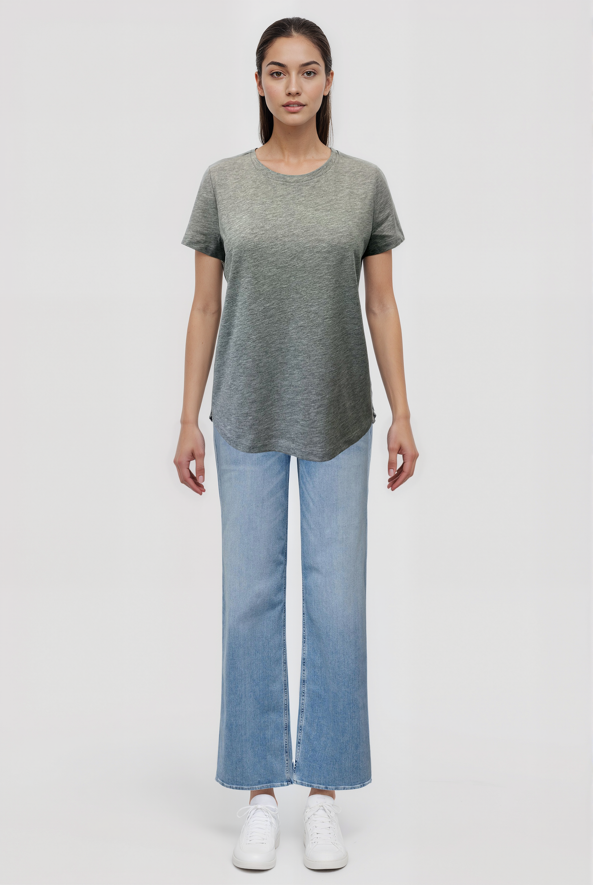 Gri Melanj Bisiklet Yaka Kısa Kollu Kadın T-Shirt TESS - T-Shirt - Westmark London EU(TR) Store Organik Pamuklu Sürdürülebilir Moda