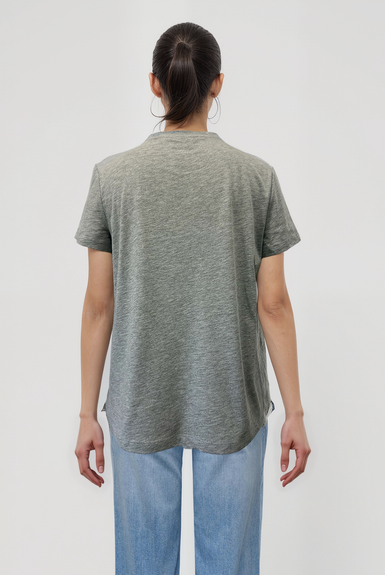 Gri Melanj Bisiklet Yaka Kısa Kollu Kadın T-Shirt TESS - T-Shirt - Westmark London EU(TR) Store Organik Pamuklu Sürdürülebilir Moda