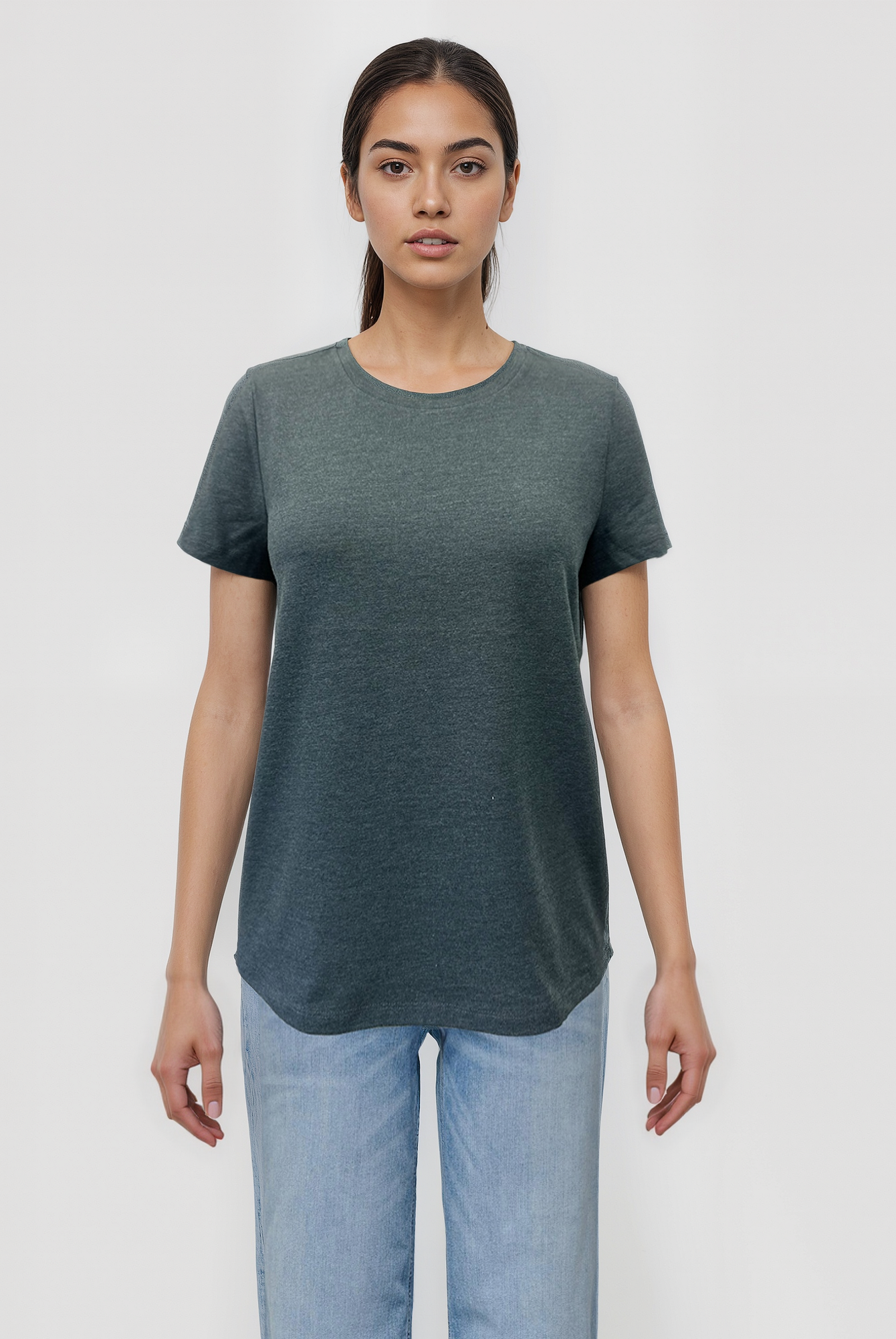 Koyu Gri Melanj Bisiklet Yaka Kısa Kollu Kadın T-Shirt TESS - T-Shirt - Westmark London EU(TR) Store Organik Pamuklu Sürdürülebilir Moda