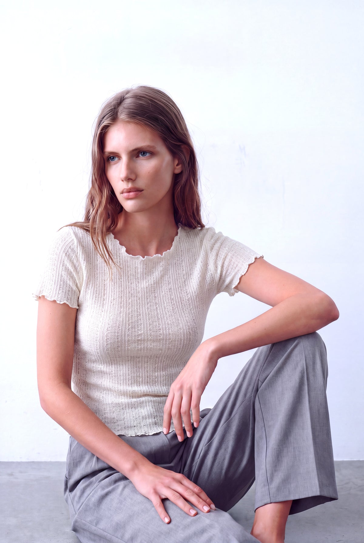 Beyaz Kadın Beyaz Ajurlu Bisiklet Yaka Kısa Kollu Baby Overlock Detaylı Bluz AJOUR - Top - Westmark London EU(TR) Store Organik Pamuklu Sürdürülebilir Moda