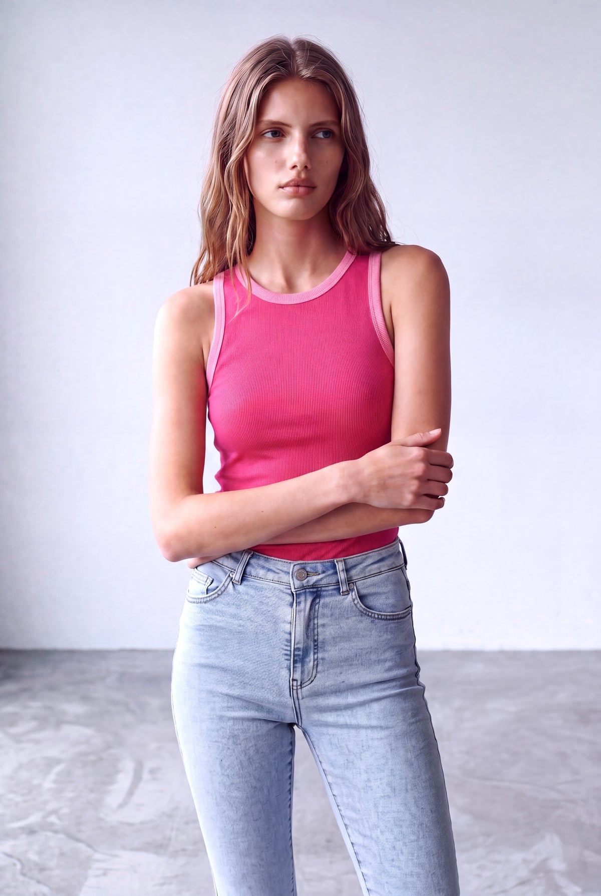Fuşya Kadın Fuşya Pamuklu Kaşkorse Bisiklet Yaka Kolsuz Renkli Biye Detaylı Atlet SUMMER - Top - Westmark London EU(TR) Store Organik Pamuklu Sürdürülebilir Moda