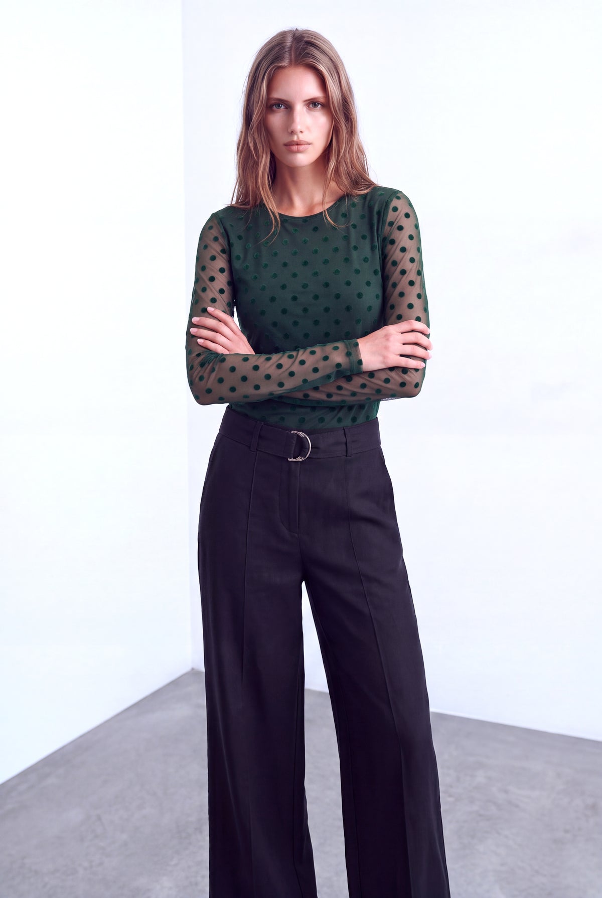 Zümrüt Rengi Kadın Zümrüt Rengi Tül Bisiklet Yaka Uzun Kollu Ön Astarlı Bluz SALOME - Top - Westmark London EU(TR) Store Organik Pamuklu Sürdürülebilir Moda