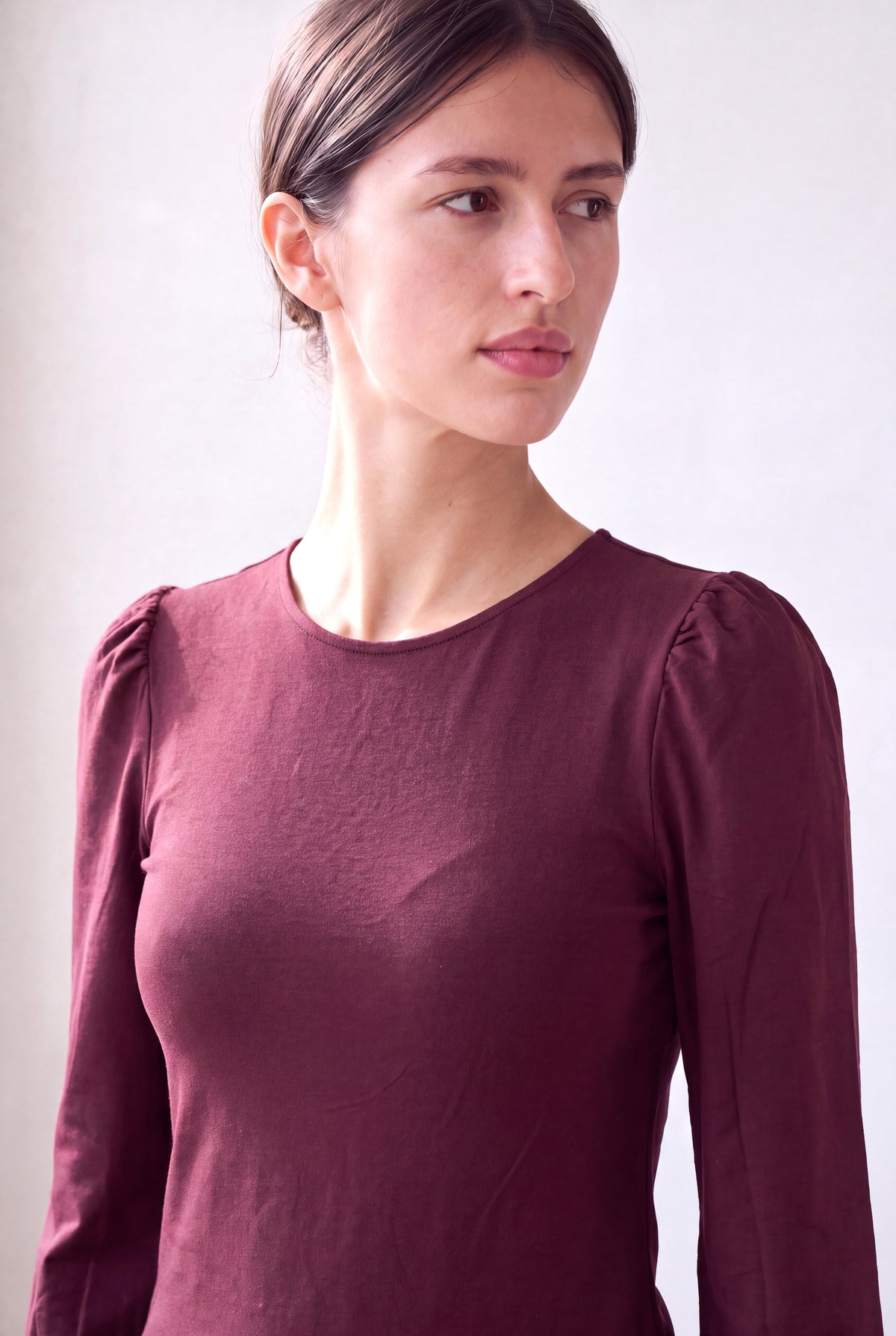 Bordo Kadın Bordo Modal / Pamuk Karışımlı Bisiklet Yaka Uzun Balon Kollu Geniş Manşet Detaylı Bluz PAULINE - Top - Westmark London EU(TR) Store Organik Pamuklu Sürdürülebilir Moda