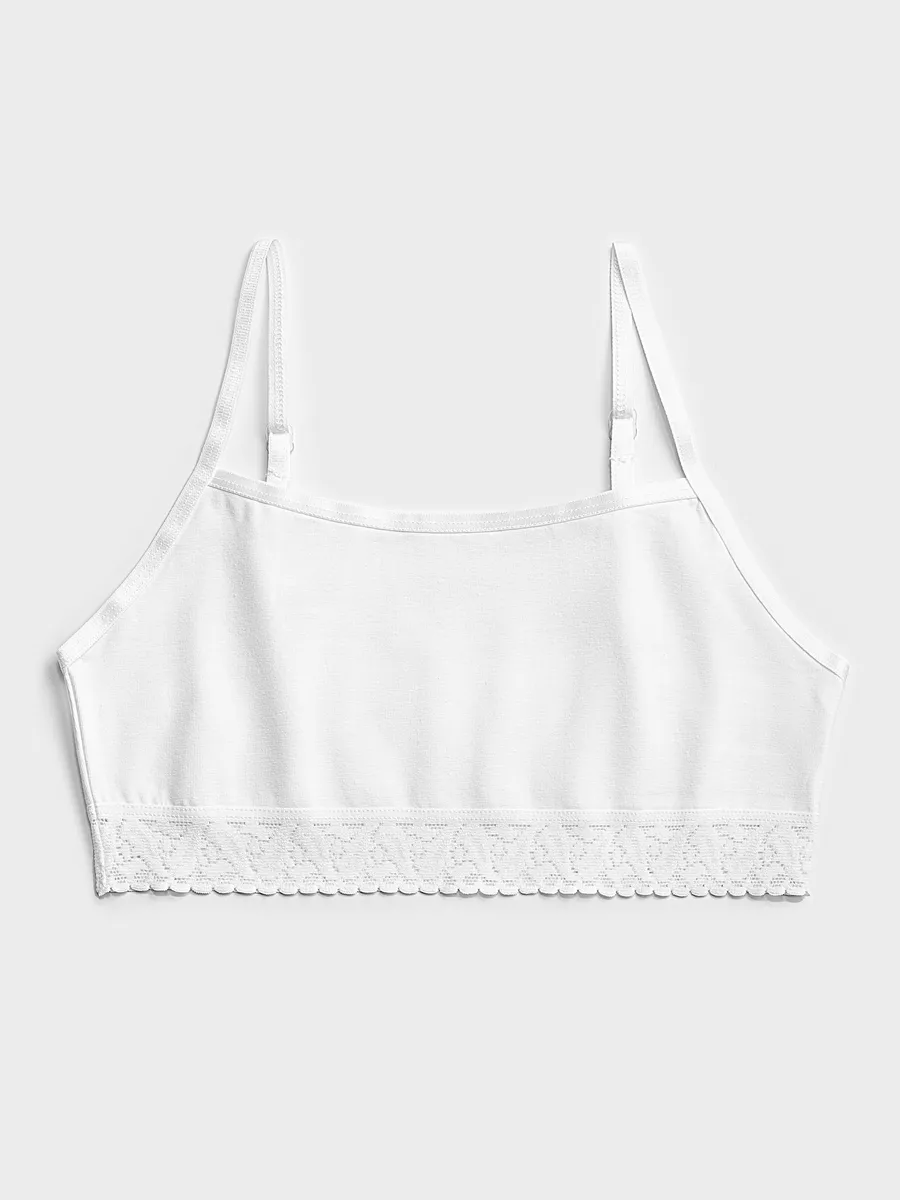 3'lü Beyaz Pamuk / Elastan Kız Çocuk Alttan Dantelli Bustiyer Set LCALISA - Underwear - Westmark London EU(TR) Store Organik Pamuklu Sürdürülebilir Moda