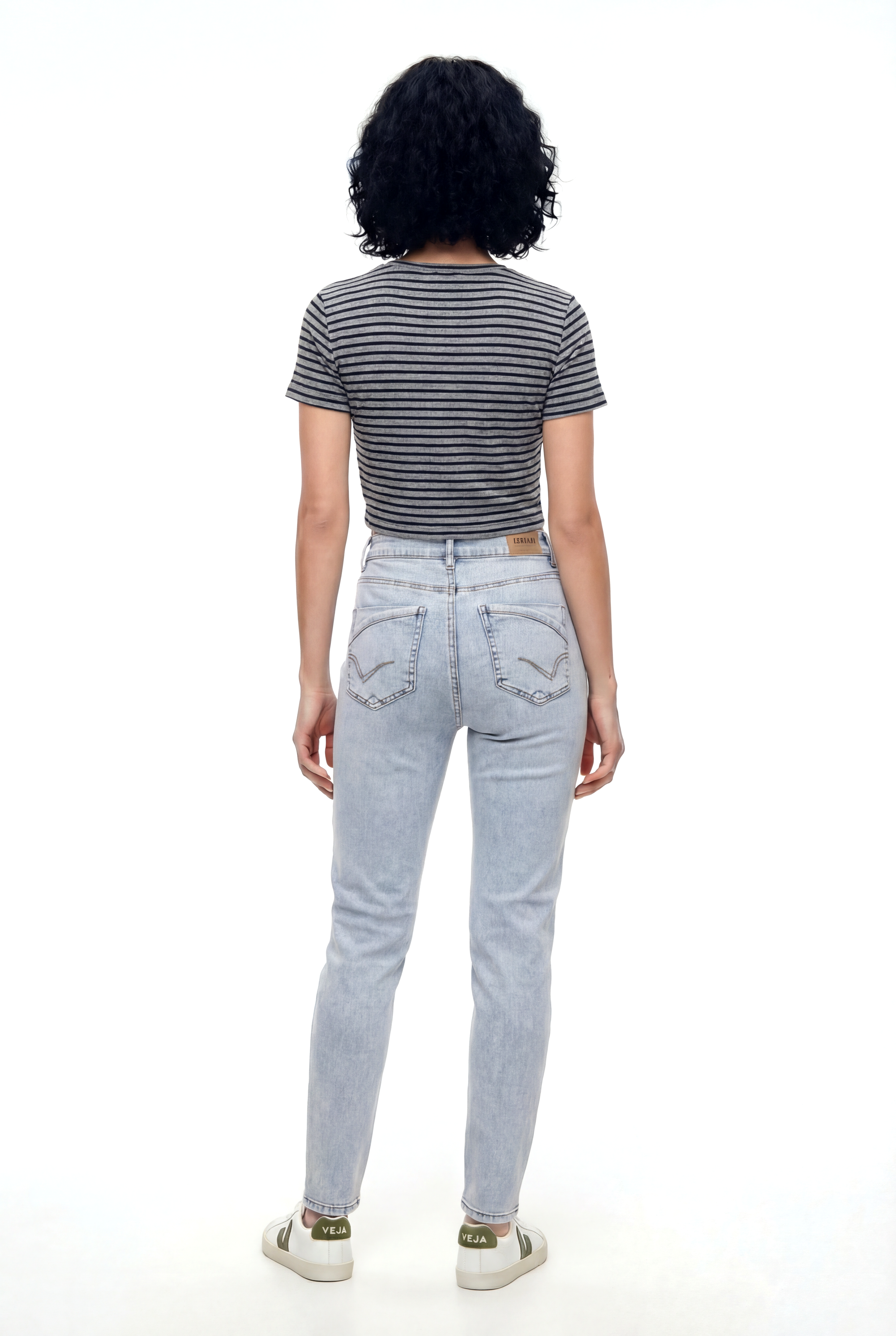 Siyah Gri Çizgili Bisiklet Yaka Kısa Kollu Kadın Crop T-Shirt SANDY S/S TOP - T-Shirt - Westmark London EU(TR) Store Organik Pamuklu Sürdürülebilir Moda