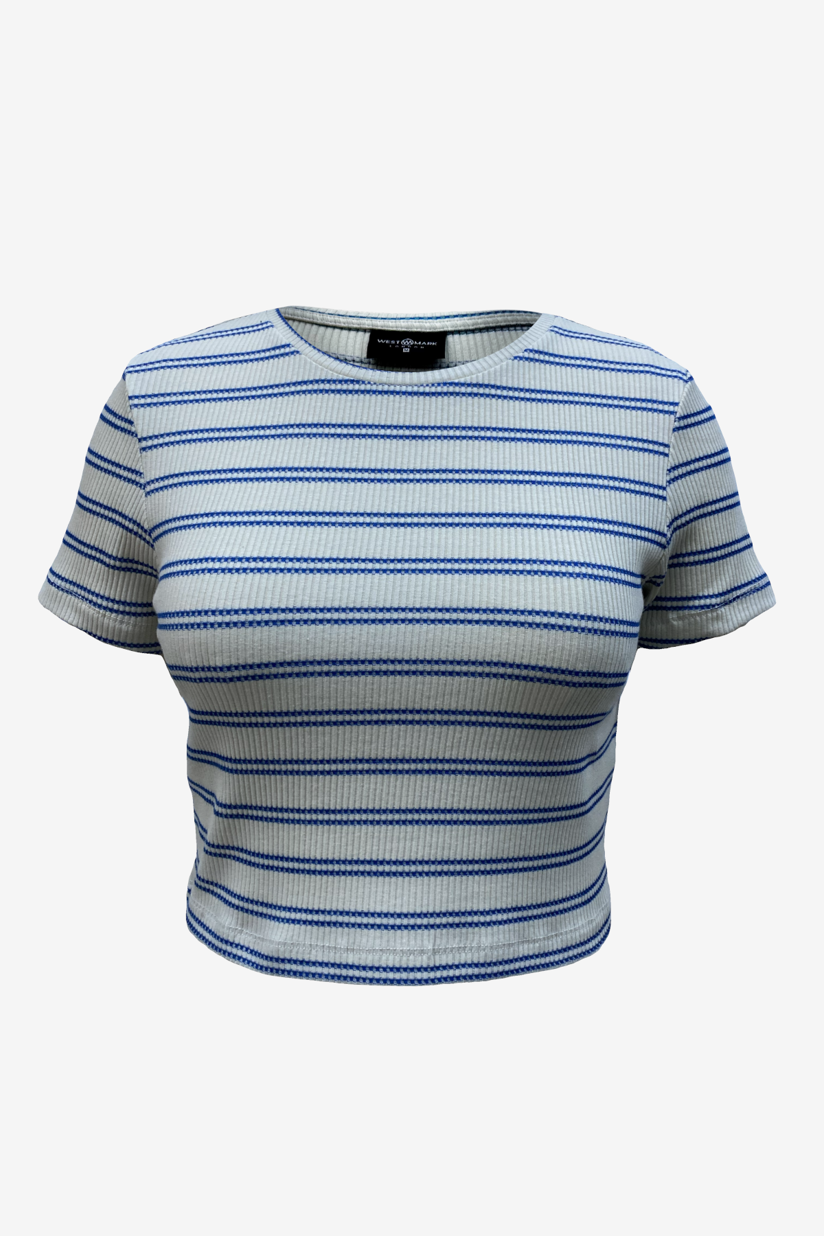 Mavi Beyaz Çizgili Bisiklet Yaka Kısa Kollu Kadın Crop T-Shirt SANDY S/S TOP - T-Shirt - Westmark London EU(TR) Store Organik Pamuklu Sürdürülebilir Moda